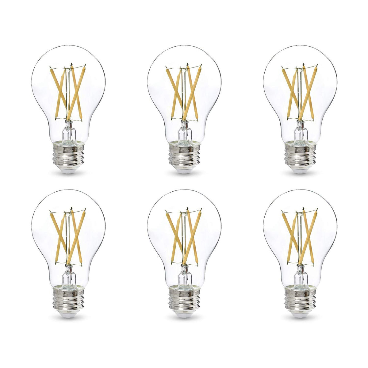 Amazon Basics 8.5 W Equivalent 60W, Clear, Daylight White, Dimmable, Cec Compliant, A19 Led Light Bulb , 6-Pack