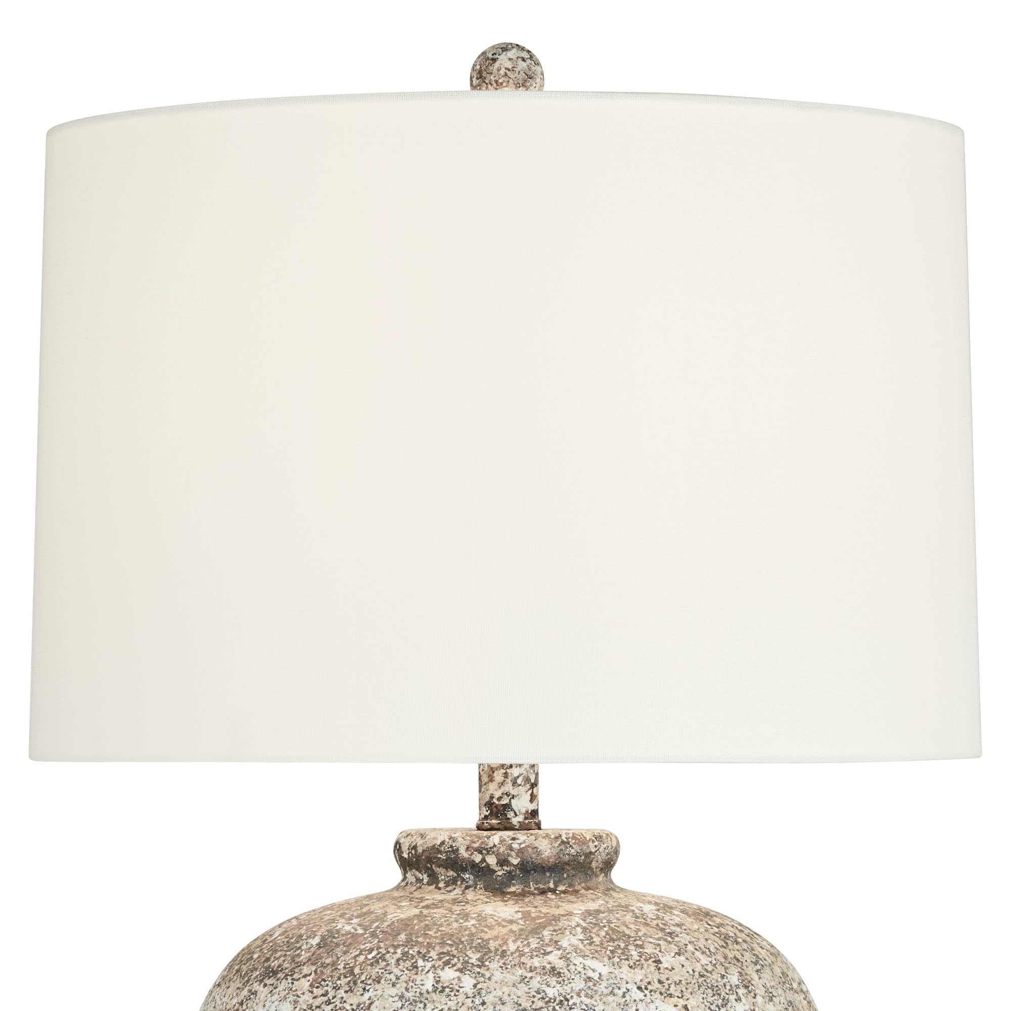 360 Lighting Astaire 27 Tall Urn Jar Farmhouse Rustic Table Lamp Weathered Vintage Finish Single Linen White Shade Living Room B