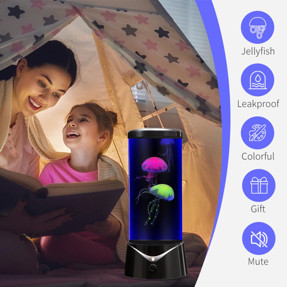 Bikibao Jellyfish Lamp With 9 Color Changing 2 Mode Portabe Jelly Fish Night Light Tank Led Mood Lamp Home Decor For Room Office