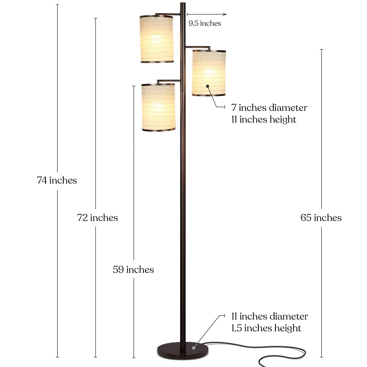Brightech Liam Floor Lamp, Great Living Room D?Or, Tall Tree Lamp For Offices, Asian Lantern Shade Lamp For Living Rooms, Standi