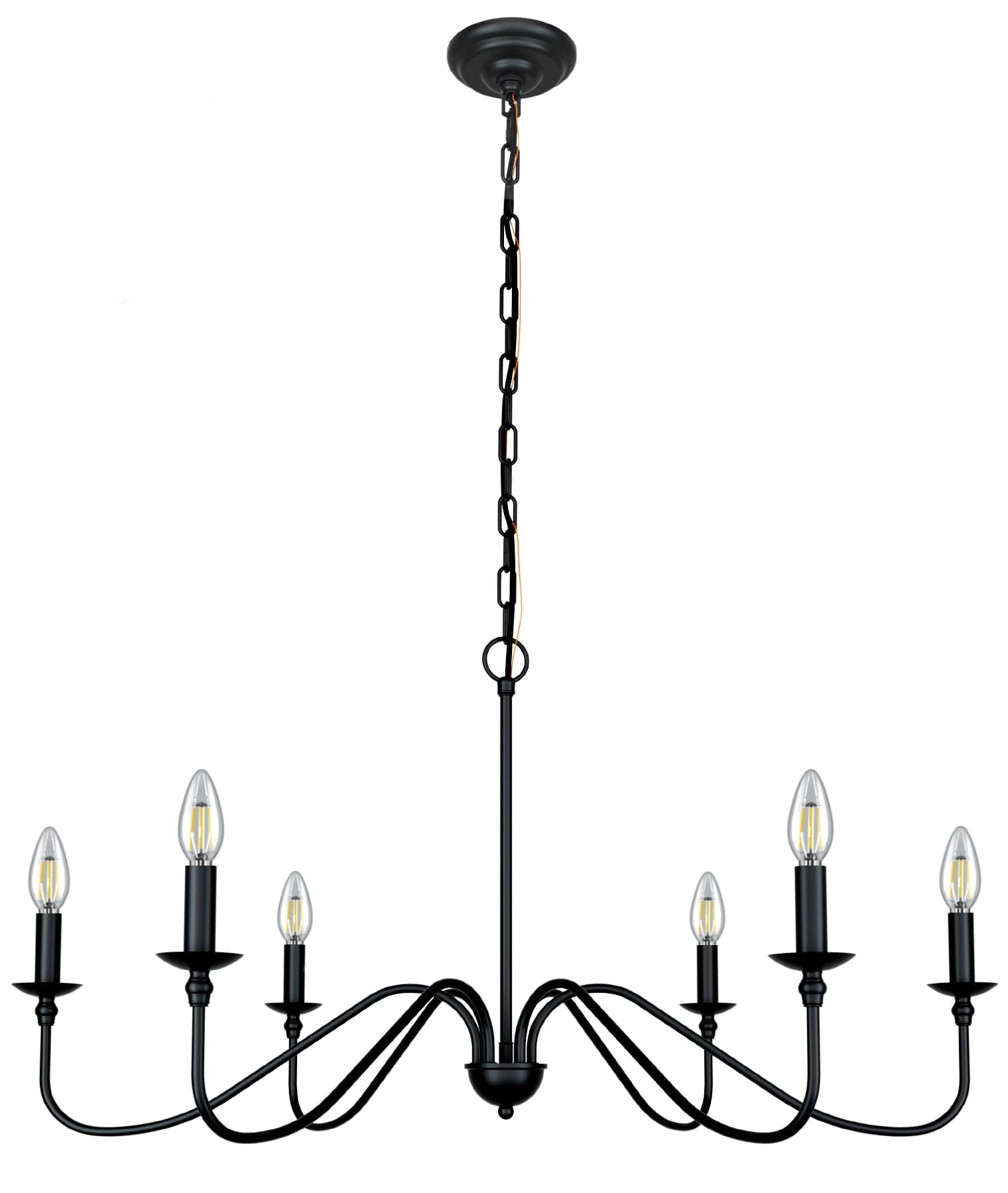 Black Chandelier Rc Ceiling Light Fixture -6 Light 36 Inches-Modern Farmhouse Apply To Chandeliers For Dining Room Lighting,Livi