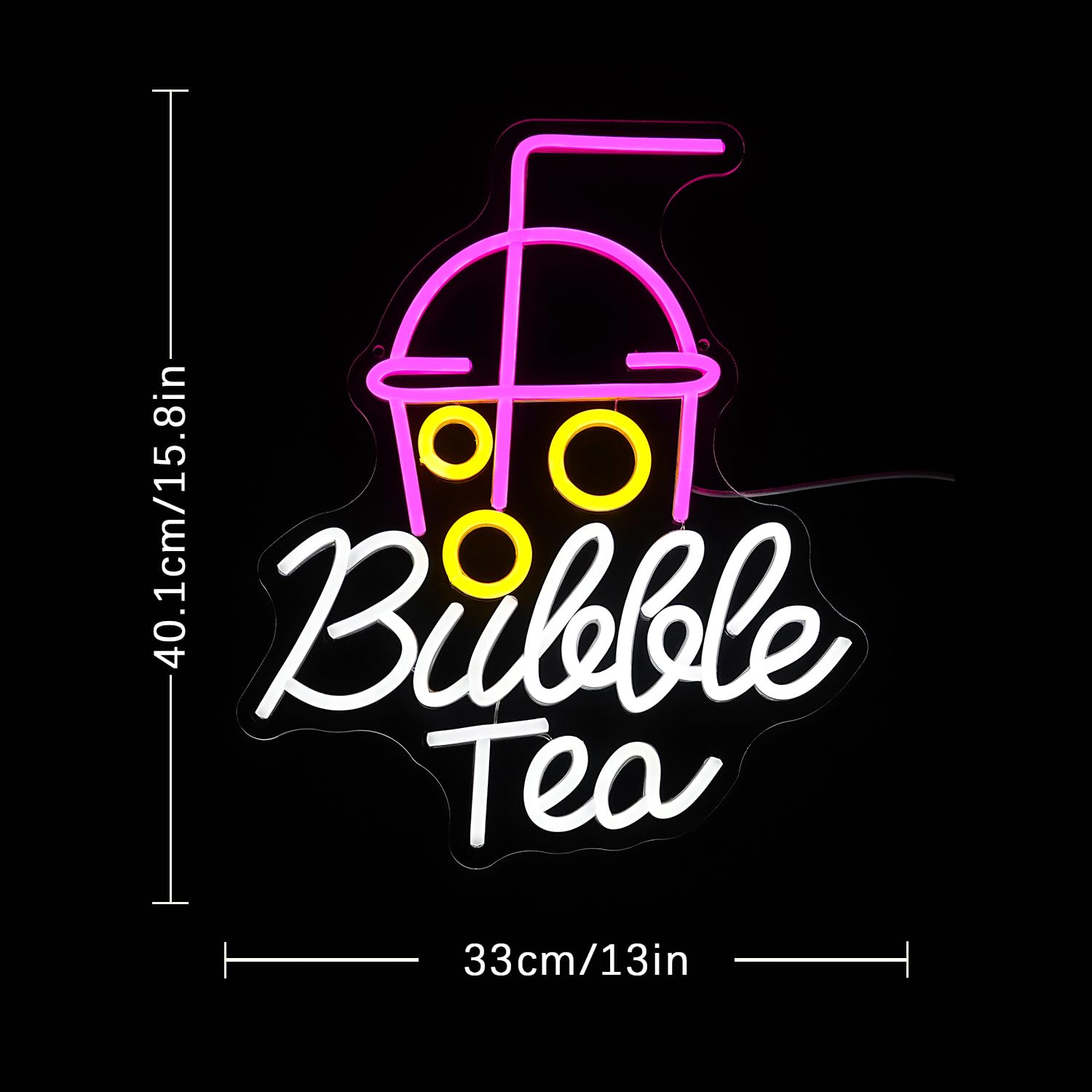 LULANMP Bubble Tea Neon Sign LED Light for Wall Decor, Acrylic, 15.7in x 12.9in, Colorful, Milk Tea Shop/Bar/Retail Display