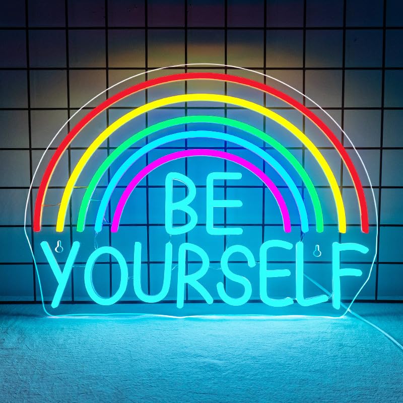 WLHOPE Neon Sign for St. Patricks Day, Dimmable Rainbow Clover Light, 32 cm x 34 cm, Acrylic Wall Decor for Bedroom Living Room