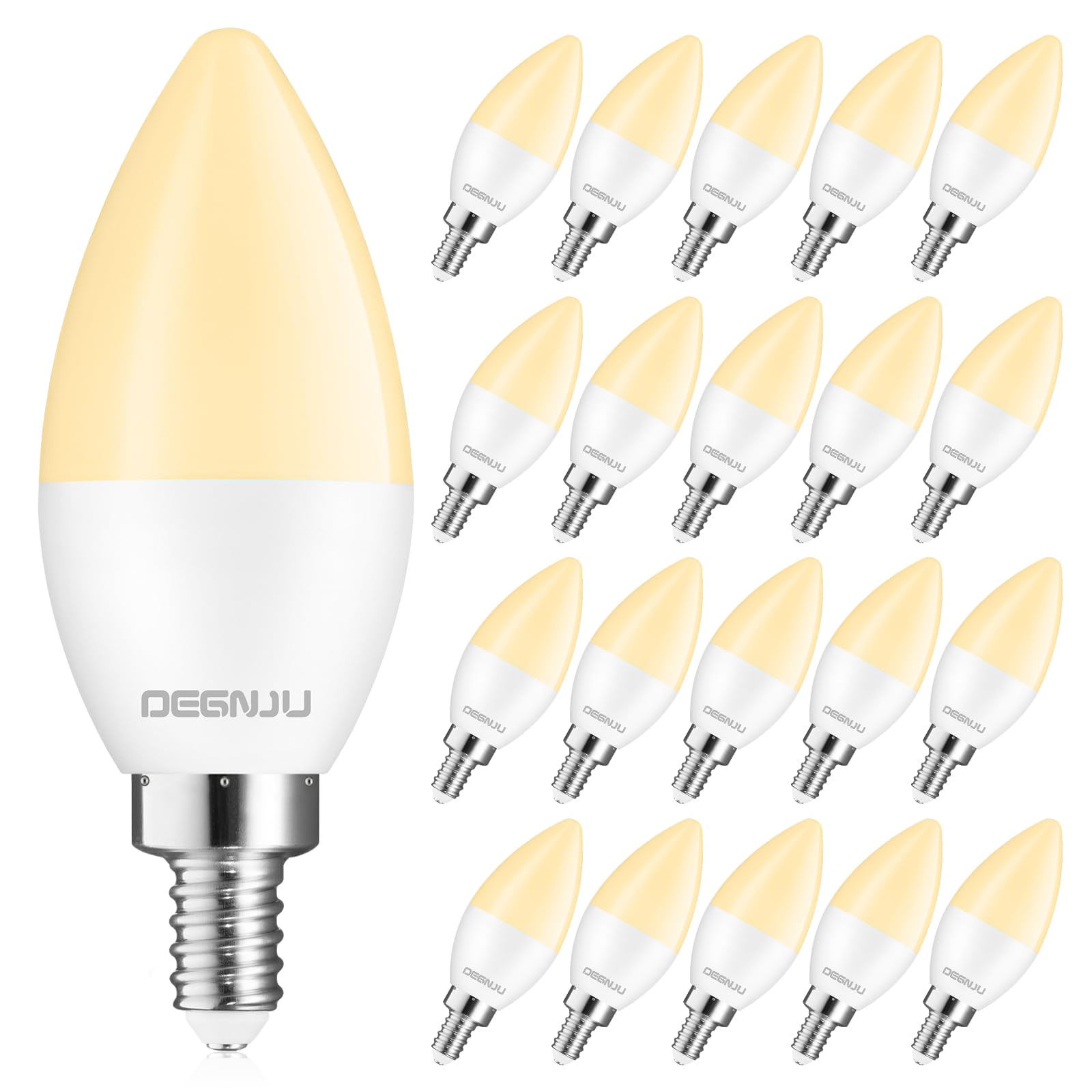 Degnju 20 Pack Led Candelabra Light Bulbs 60W Equivalent, Chandelier Light Bulbs Soft White 2700K, E12 Led Bulb, Type B Light Bu