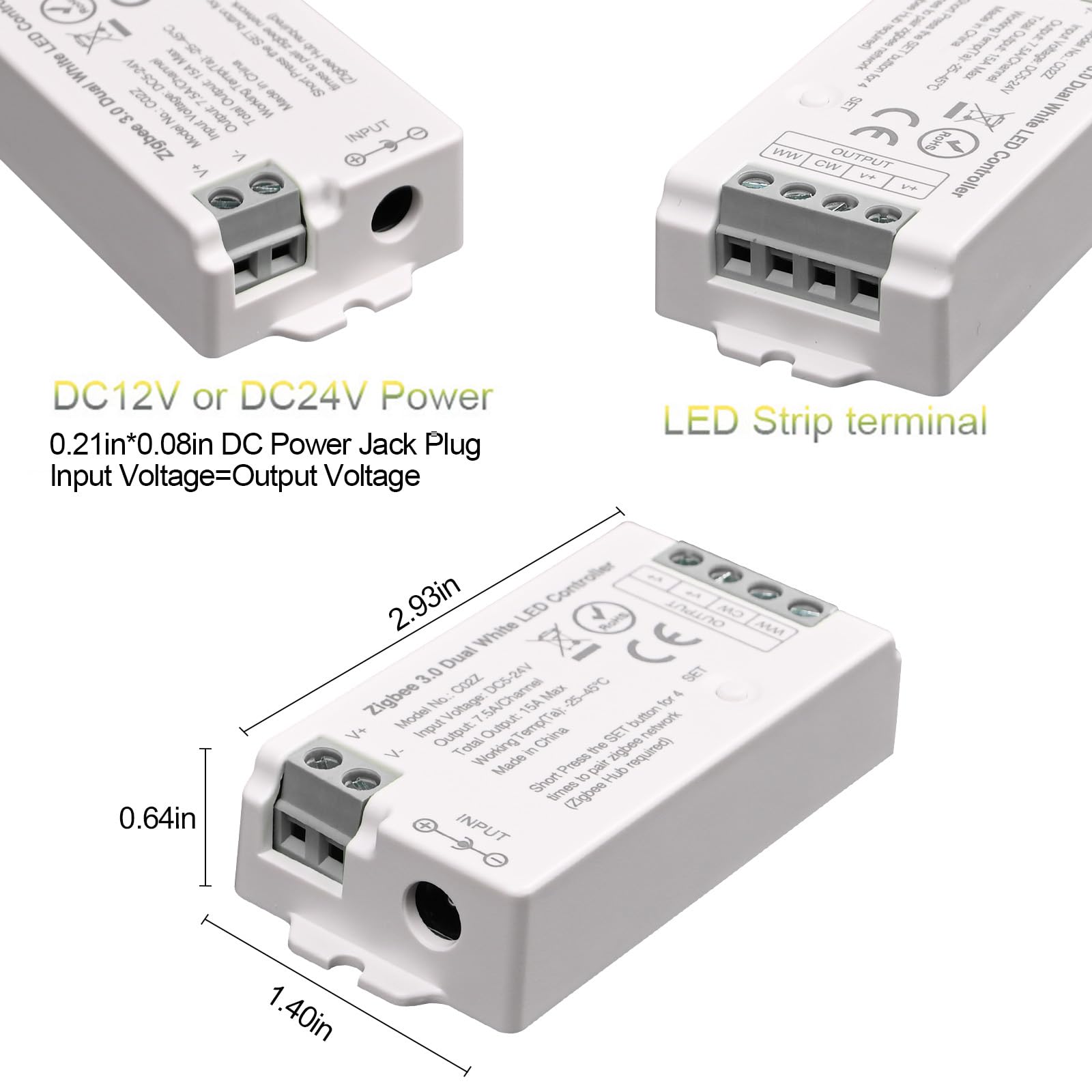 Tunichx Zigbee 3.0 Led Controller C02Z Cct Dual White Led Strip Bulb Dimmer Compatible With Echo Plus Philip H-Ue Home-Kit Zigbe
