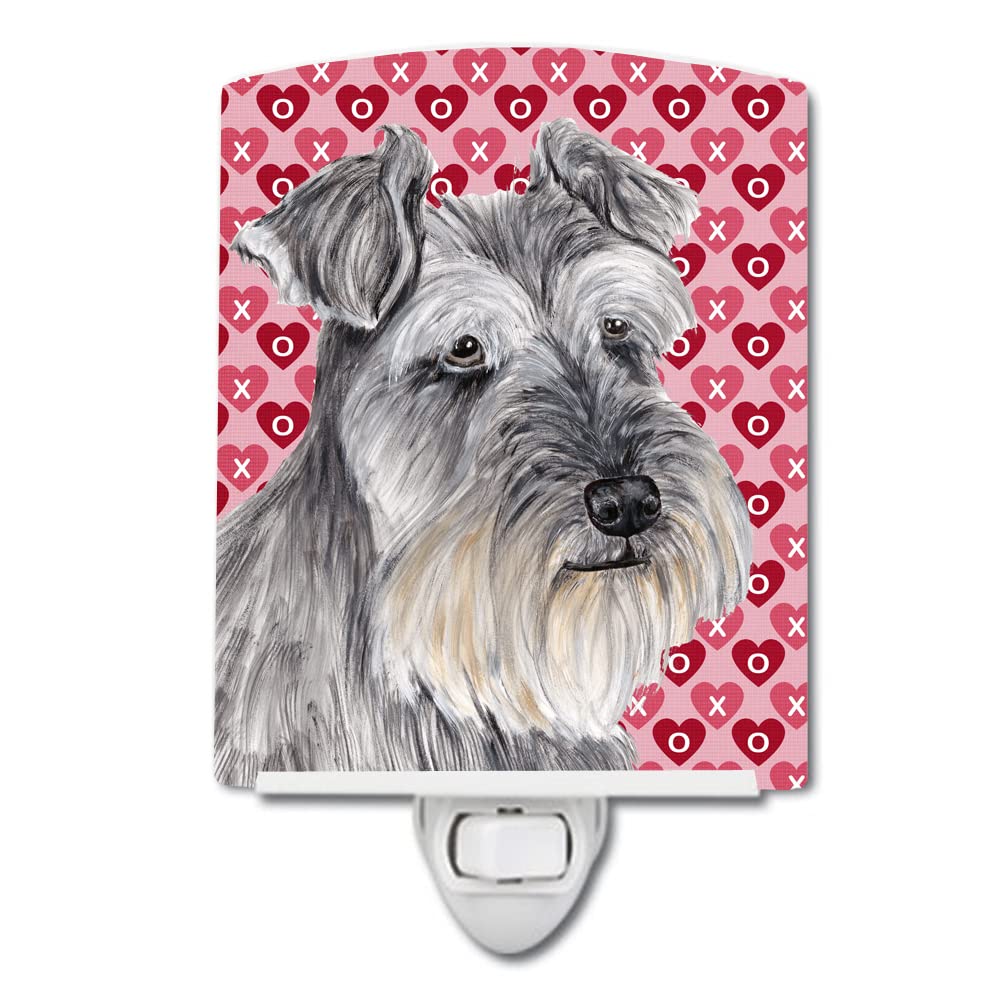 Carolines Treasures Ceramic Night Light, Schnauzer Hearts Design, UL-Certified, 6x4x3 inches, Multicolor, Model SC9246CNL