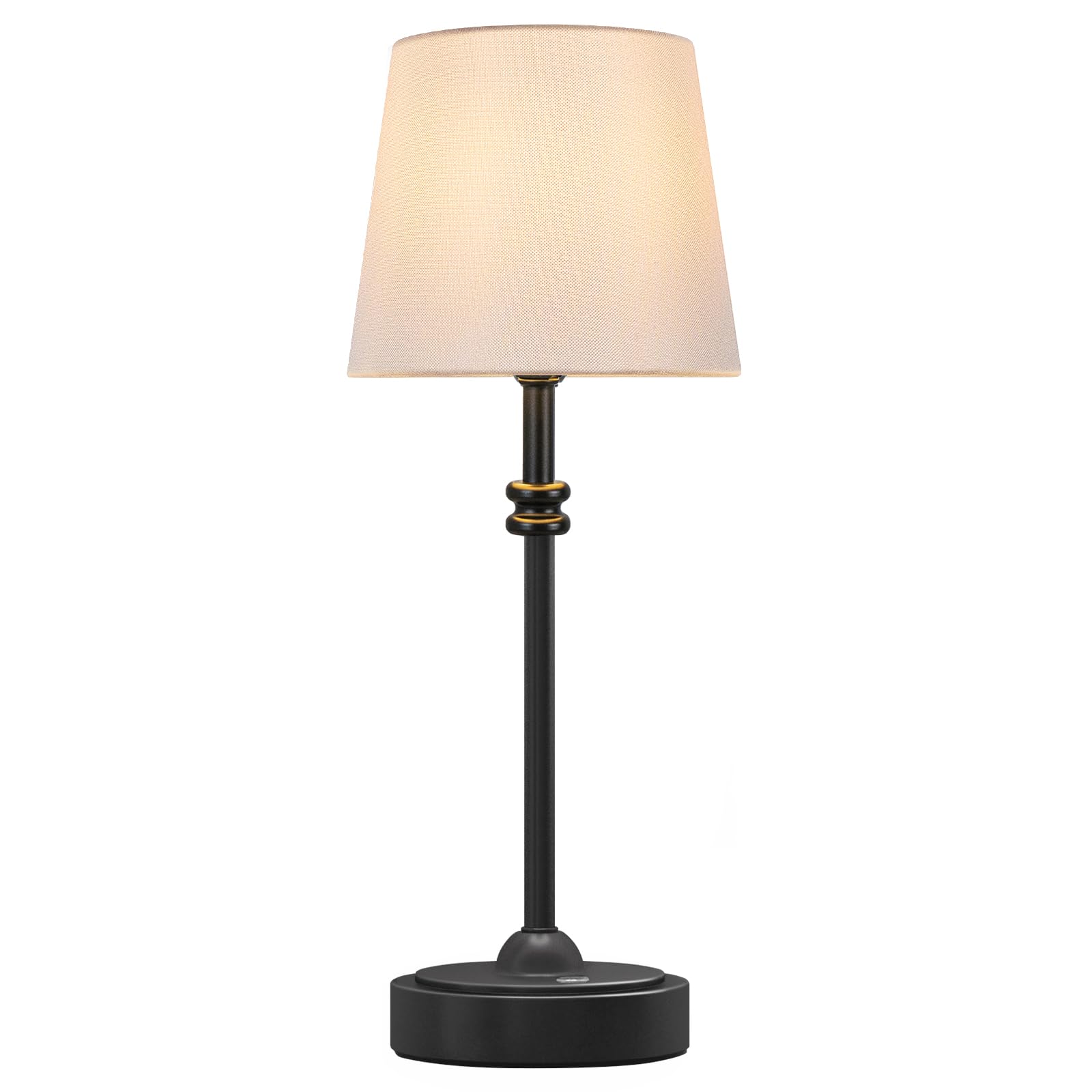 ONEWISH Cordless Table Lamp, 4000mAh Rechargeable, Stepless Dimmable, Metal, Black, Model 13TAB124