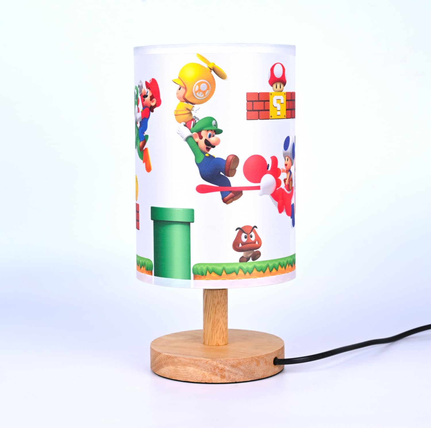 Frameless Wood Base Boys Room Lights Table Lamp with Light Bulb Bedside Night Light Great Decor or Gift Ideas