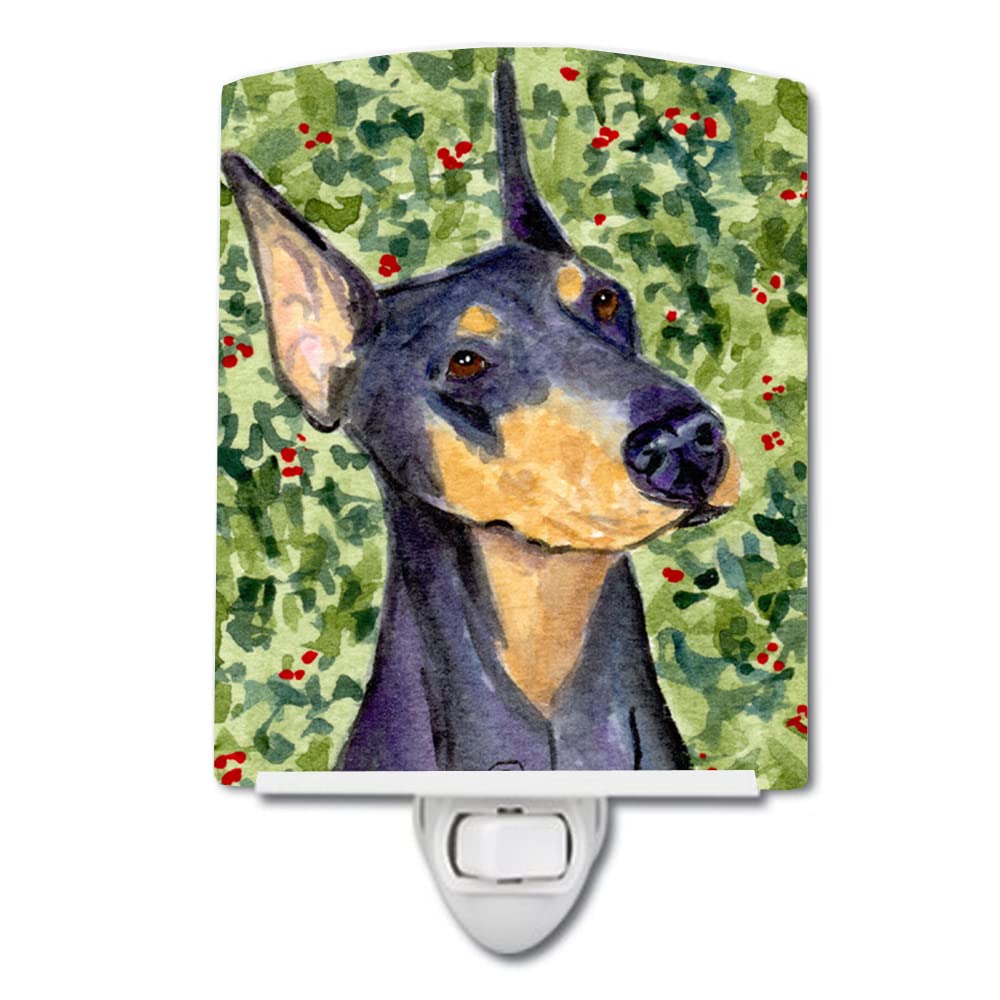 Caroline'S Treasures Ss8812Cnl Doberman Ceramic Night Light Compact, Ul-Certified, Ideal For Bedroom, Bathroom, Nursery, Hallway, Kitchen, 6X4X3, Multicolor