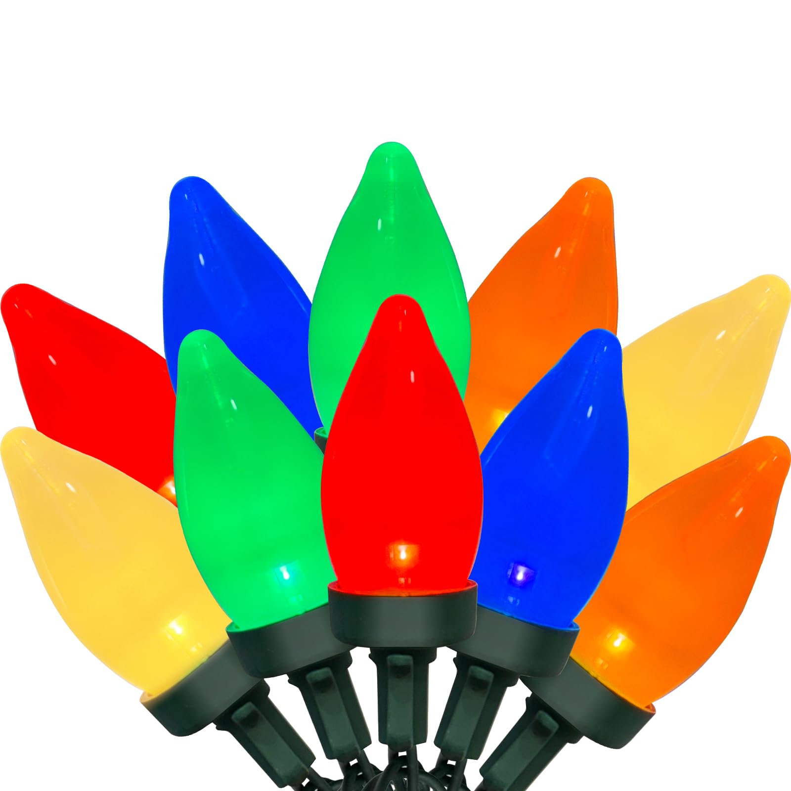 Romasaty C7 Led Christmas Lights  26Ft C7 Vintage Christmas Lights With 50 Multicolor Led Bulbs  Colorful Outdoor String Lights For Xmas Tree Home Party Garden Yard Patio Decorations