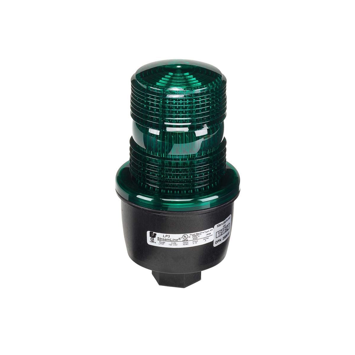 Federal Signal Low Profile Warning Light, Strobe, Green
