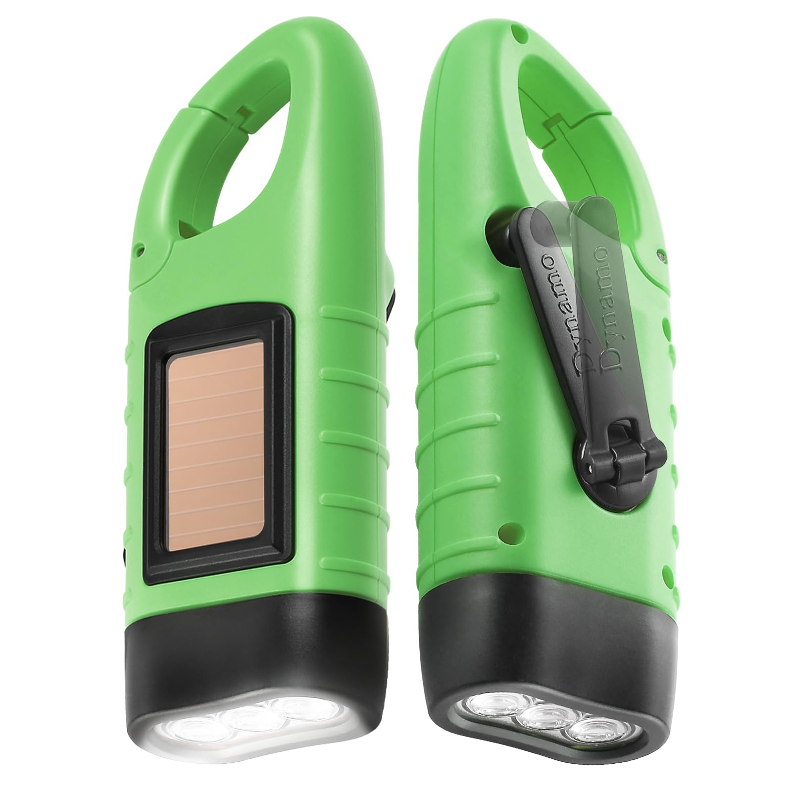 Simpeak Hand Crank Solar Powered LED Flashlight 2-Pack, Emergency Survival Light, Light Green, Model 34FL1-2V