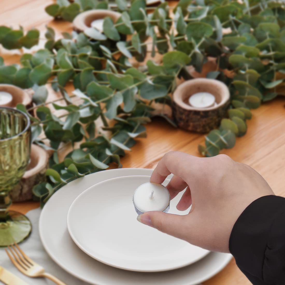 DEYBBY Natural Soy Wax Tealight Candles, 100 Pack UnScented Tea Candles - 4 Hour Burn Time, Perfect for Home, Events, and Relaxation