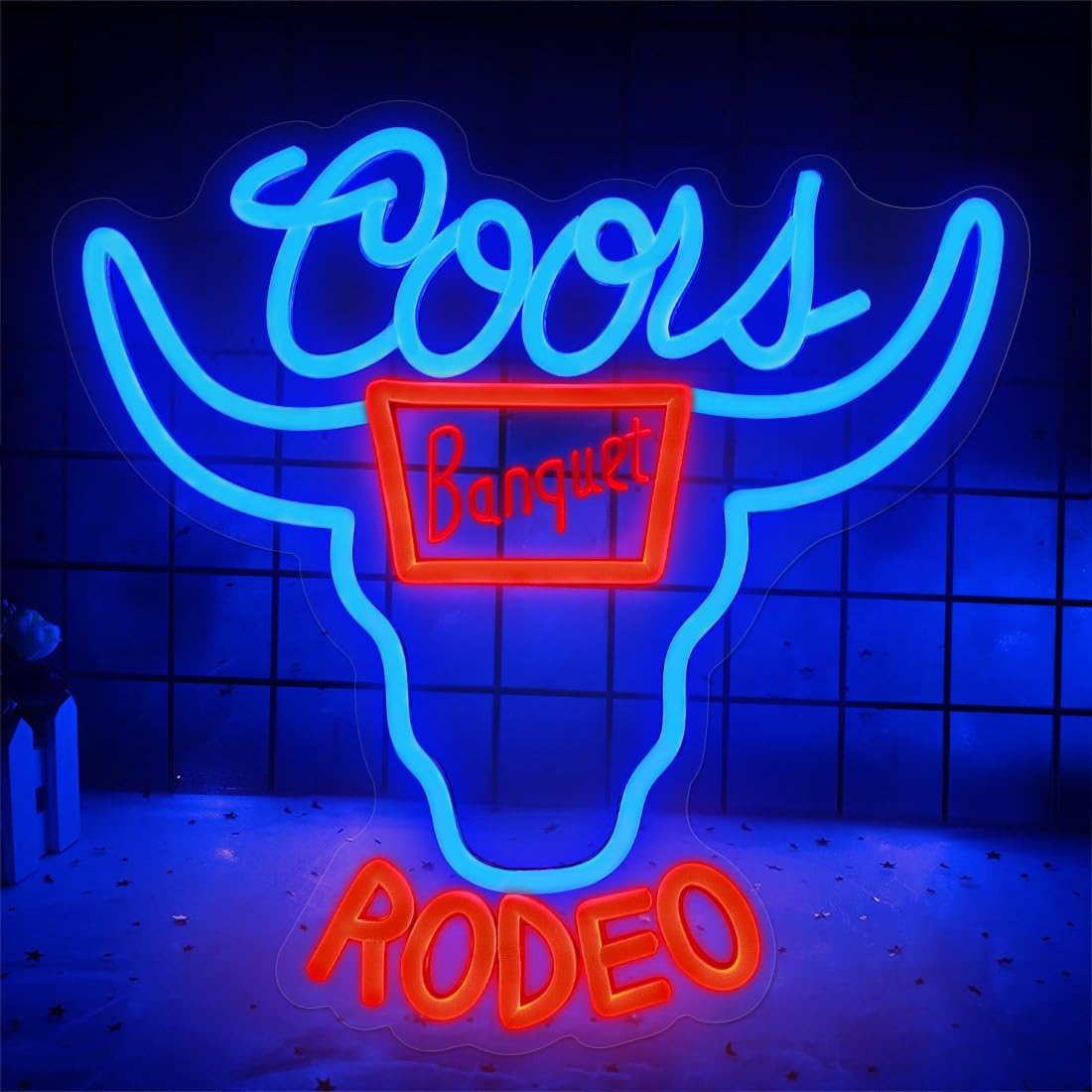 Yao Yun Candlelight Neon Sign, LED Wall Light for Bar & Bedroom, Dimmable, 12.6 x 12.2 inches, Blue & Red