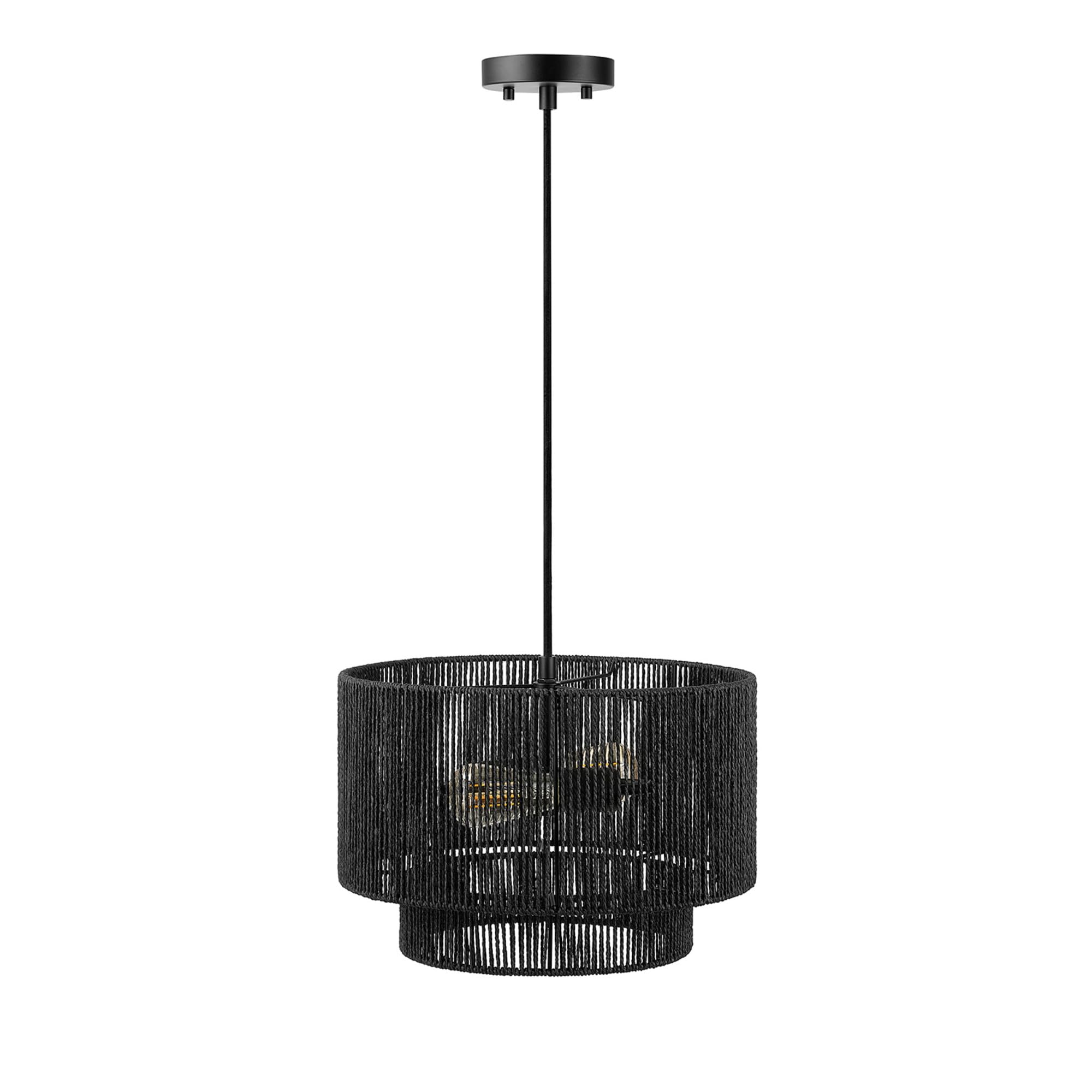 Globe Electric 67000102 2-Light Pendant Light Fixture, Matte Black, Paper Twine Shade, Braided Fabric Cord, Kitchen Island Light
