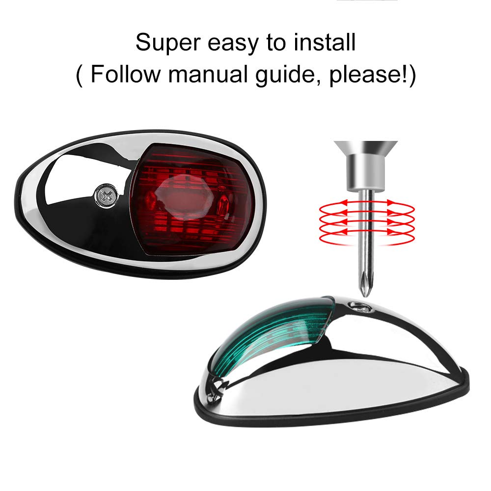 Sebnux Boat Navigation Light, Marine Navigation Lights, Bow Light For Boats Led. Ideal For Pontoon And Small Boat (Plated Silver