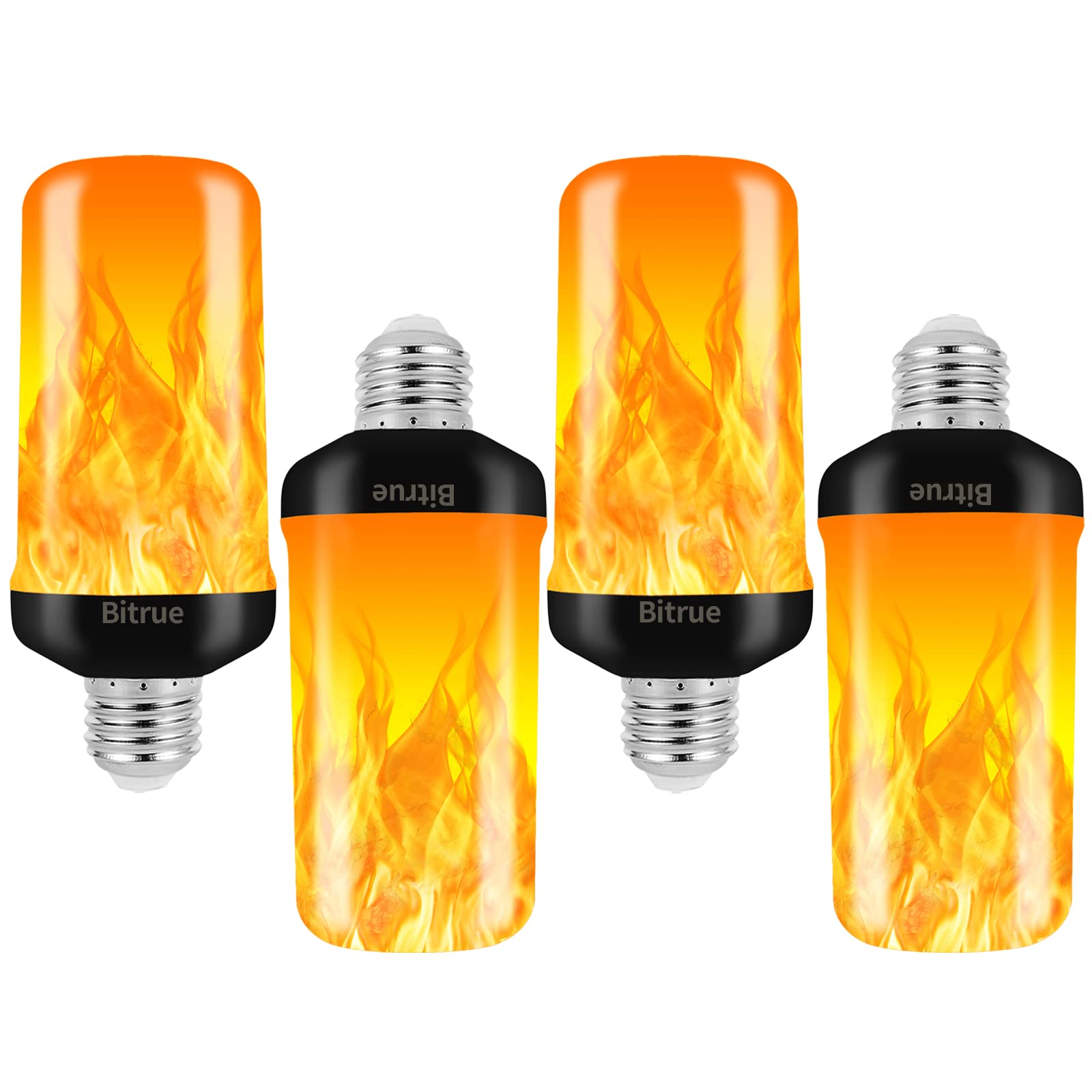 Bitrue LED Flame Effect Light Bulb, E26 Base, 4 Modes, Gravity Sensor, 4 Count Pack, FPC+LED Material