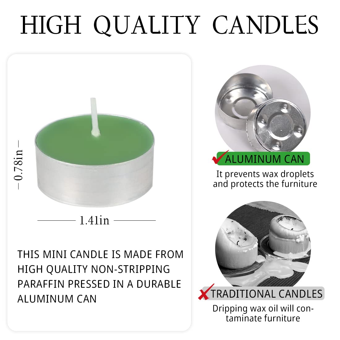 Tea Lights Candles - 12 Pack Green Tealights Candle Scented Green Tea Small Candle For Home, Holiday, Wedding & Party,Dinner Table, Halloween Christmas And Holiday (Green Tea)