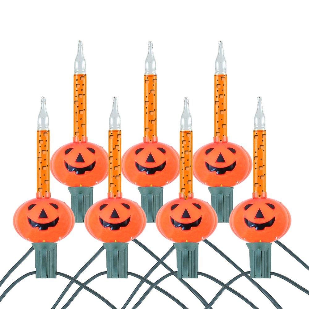 Novelty Lights Halloween Pumpkin Bubble Light Set, 7 Count, Orange, Model BL-PUMPKIN-SET