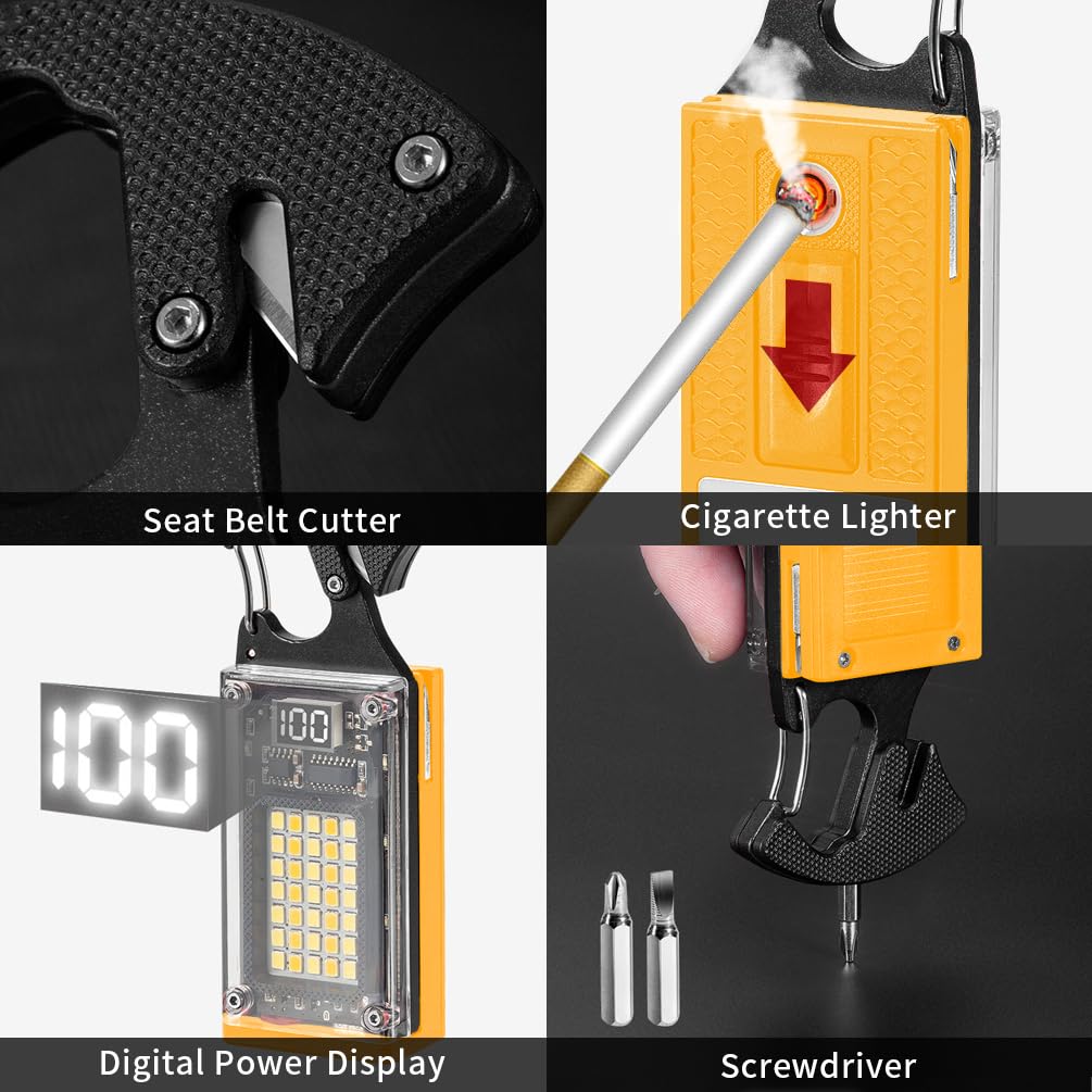 By-J Led Small Flashlight, Keychain Light, Cob Multi-Function Mini Work Light, 1000 Lumens Rechargeable, 8 Lighting Modes, Fire