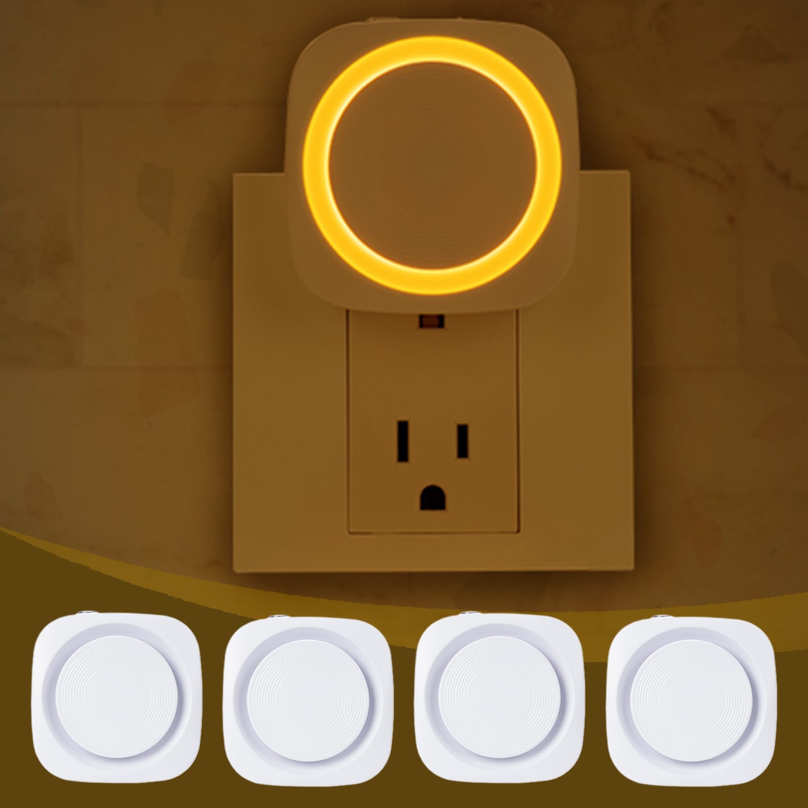 LED Night Lights Plug in to Wall,[4-Pack]Plug in Night Light,Auto Dusk to Dawn Sensor,Dimmable night light, energy efficient nig