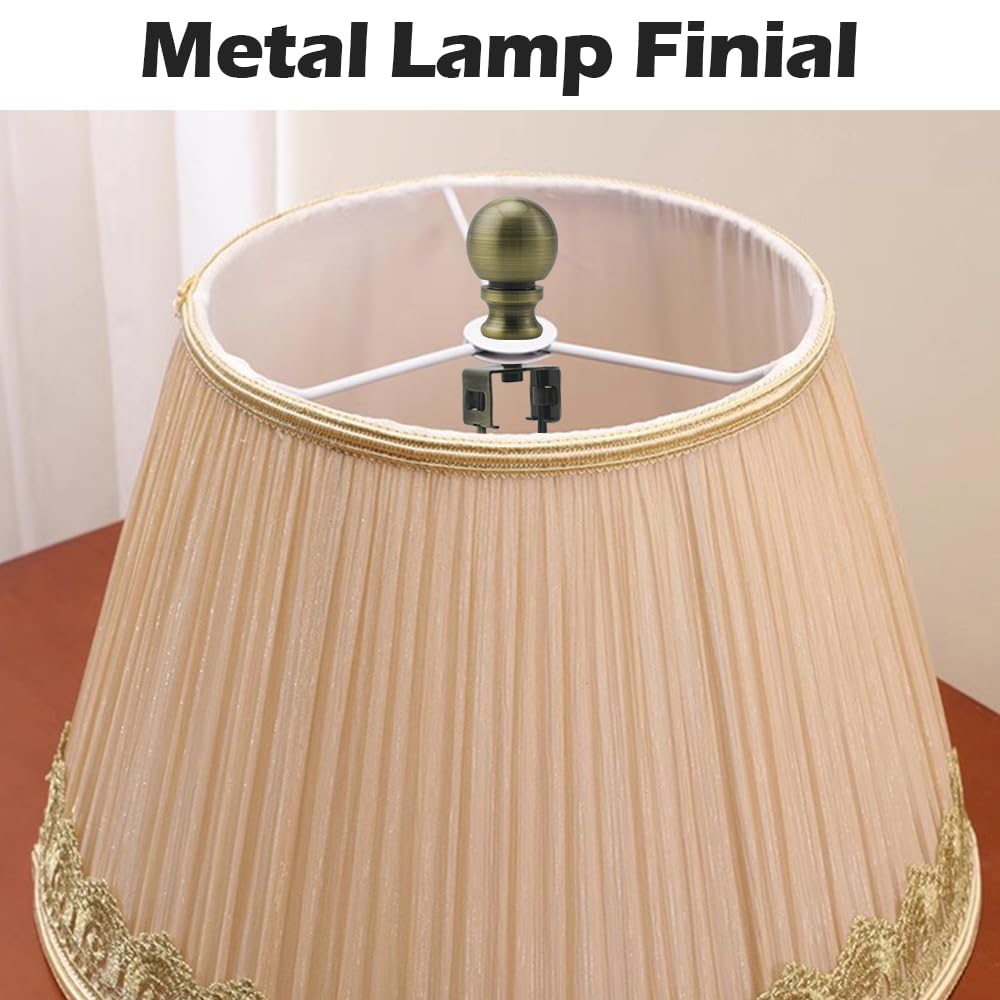 Asjeumt 2Pcs Lamp Shade Light Bulb Clip Adapter Kit, Bronze Lampshade Holder Adapter With Round Top Finial, No Harp Required, Cl