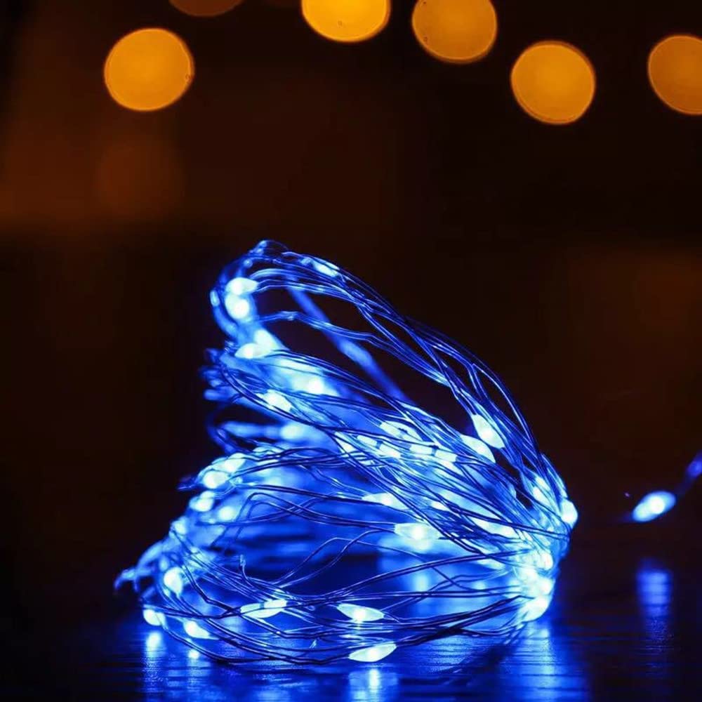 Fantasee Copper Wire String Lights Usb Powered Led Fairy Lights 8 Modes With Timer Remote Control For Home Bedroom Birthday Party Wedding Christmas Festival Decor (Blue, 16.4Ft 50Leds)