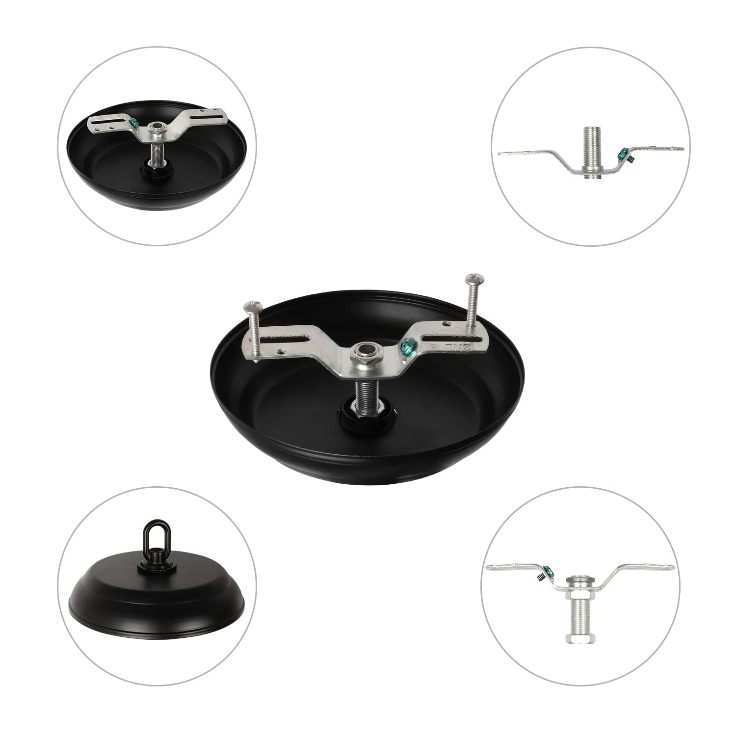 Eumyviv Heavy Duty Black Chain with 5in Canopy Kit, 10 Ft, Metal, Model L0018, Ideal for Chandelier and Swag Light Fixture