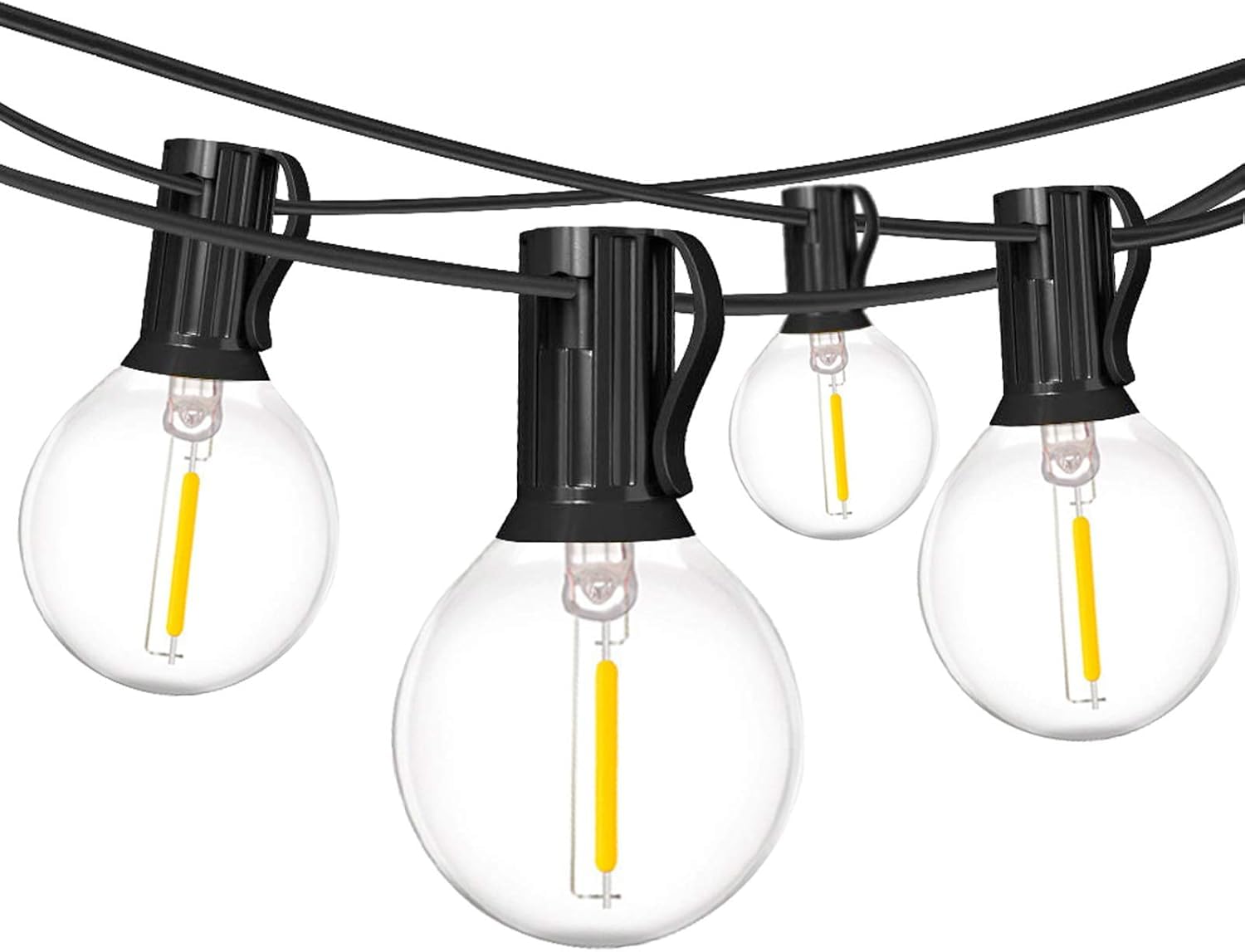Muasdae 2-Pack 18Ft Outdoor Patio String Lights,UL Listed Commercial Light String with 20+2 Plastic G40 LED Clear Globe Bulbs,De