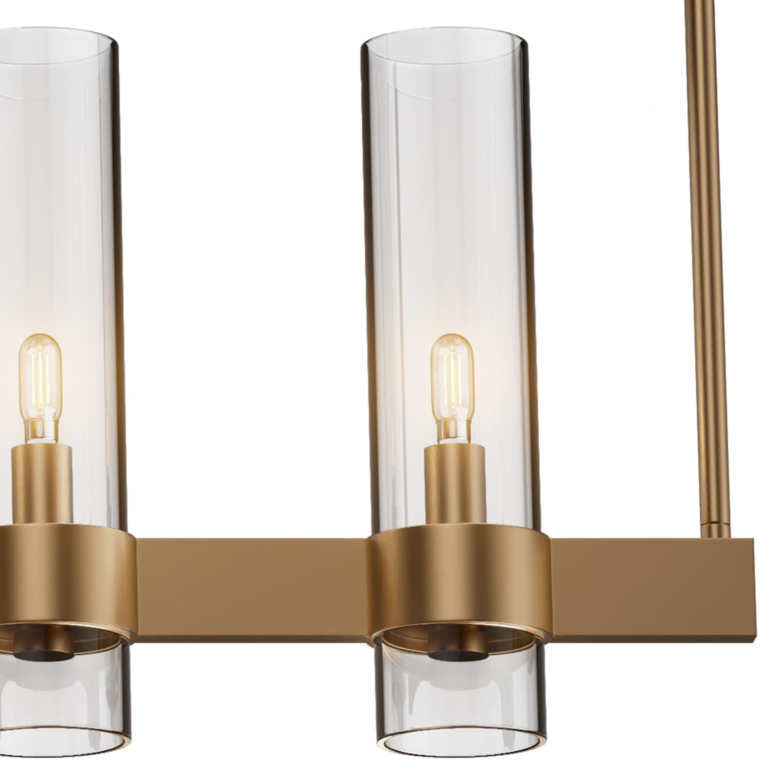 Yiosi Brass Kitchen Island Lighting- 7-Light Linear Chandelier  Adjustable 47 Modern Farmhouse Rectangle Pendant Light Fixtures  Dining Room  Bedroom