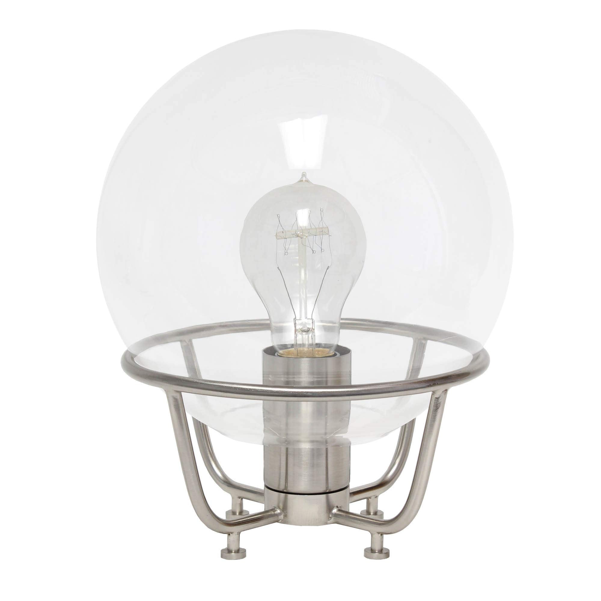 LALIA HOME Old World Globe Table Lamp, Brushed Nickel, Metal, 7.75inL x 7.75inW x 10inH, Model LHT-5032 Family