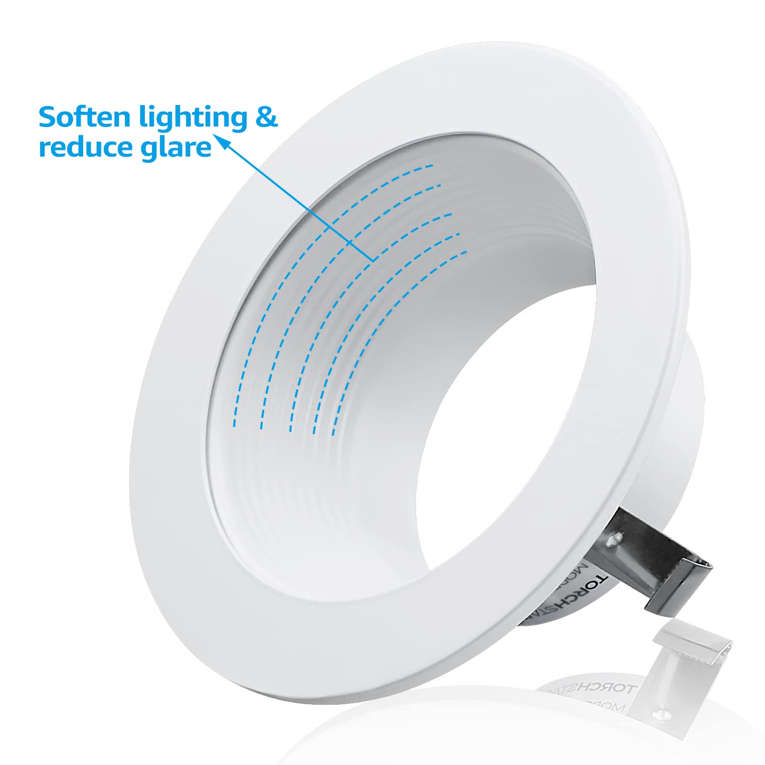 Torchstar 4 Inch Classic White Recessed Light Trim, Metal Step Baffle Trim, Fit Halo/Juno Remodel Recessed Housing, 4 Inch Can Light Trim For Par16, Par20, Br20, White, Pack Of 6