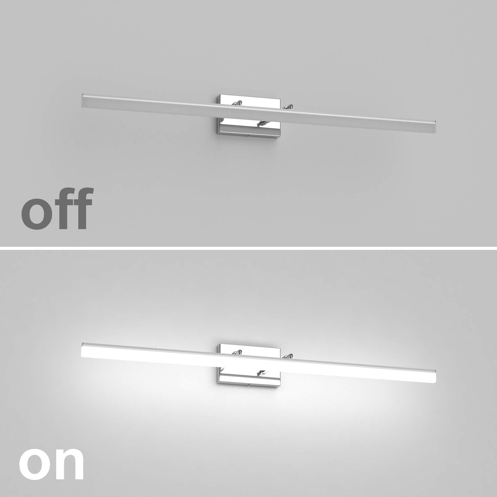 Aipsun 40" Modern LED Vanity Light Fixtures - Adjustable Chrome Bathroom Lighting, Stainless Steel, 5500K