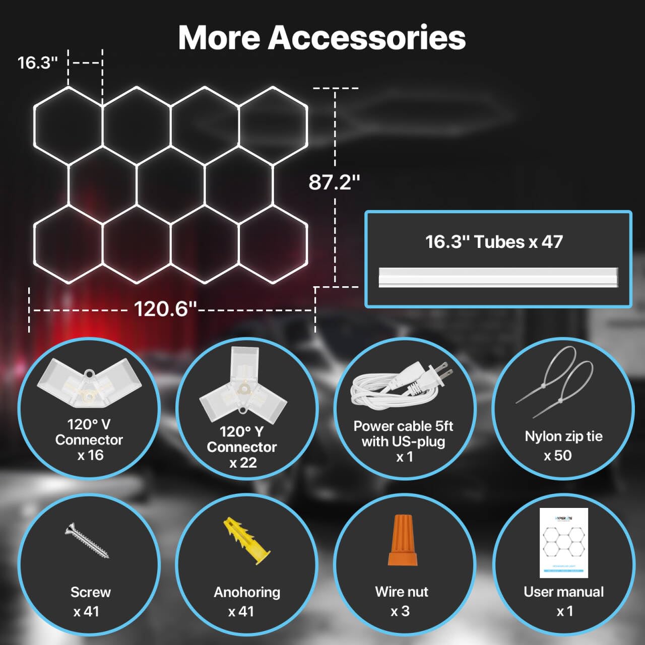 Hyperlite Gen 2 Hexagon Led Lights: 322W 32200Lm 11 Grids Diy Hexagon Led Lights, 6500K Ultra Bright, Easy Install, Durable Desi