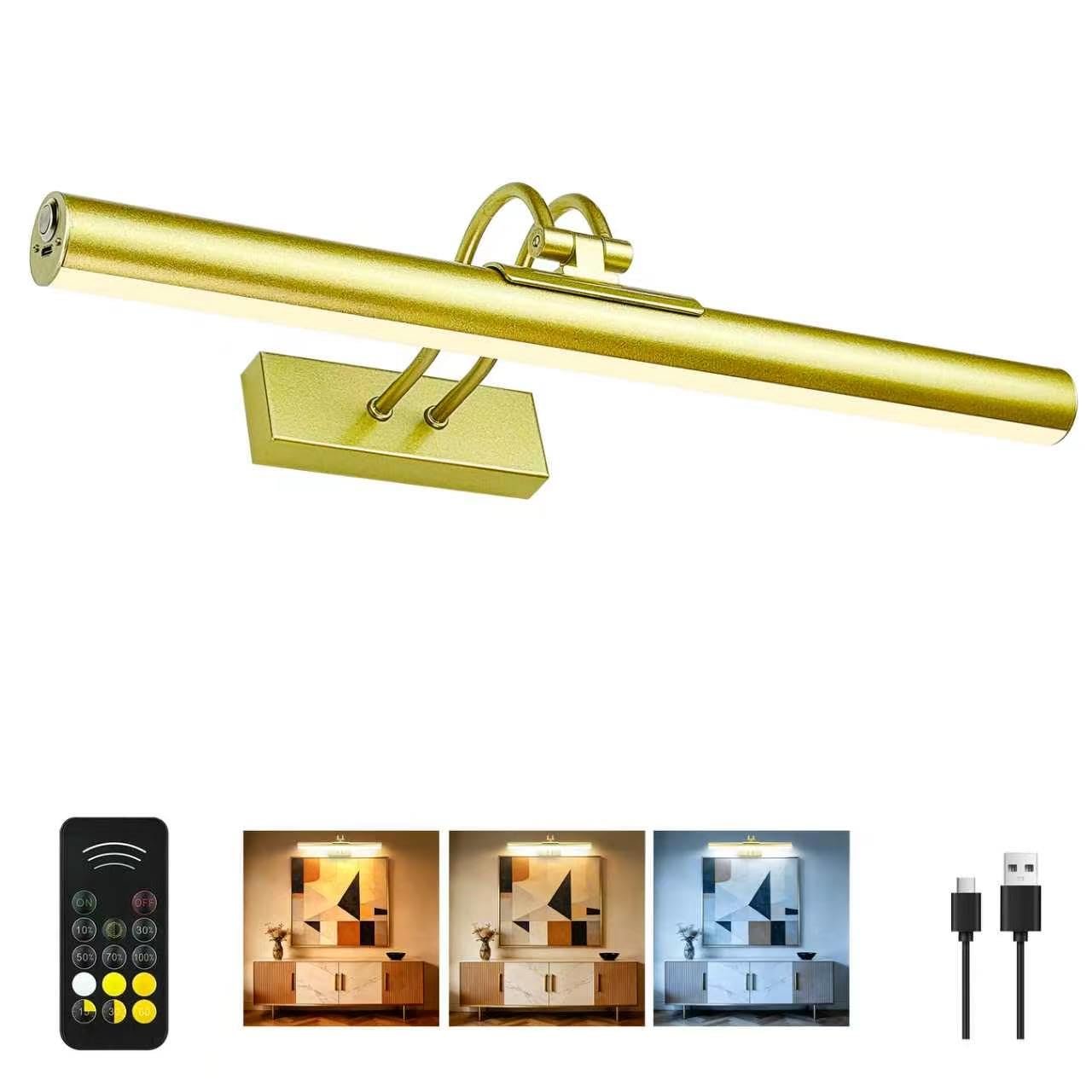 RAIFOOLLY Picture Light,Magnetic Wall Light,16inch Art Light,5000mAh Battery Accent Light with Remote Timer and Dimmable for Pai