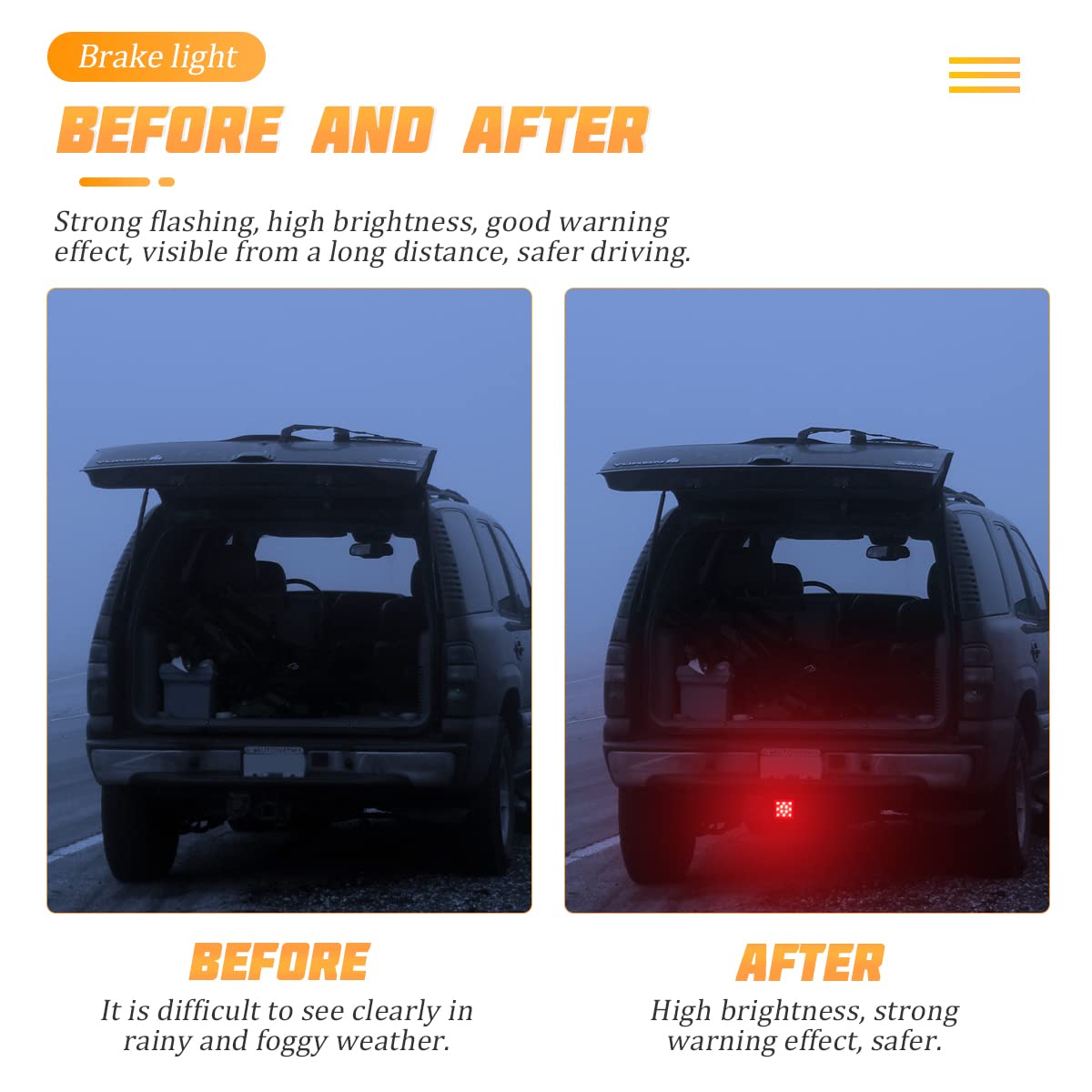 15 Led Red Lens Brake Light Trailer Hitch Cover, Universal Fit 2&quot; Receiver, Super Bright Smoked Lens Square Tail Light, Car Exterior Accessories For Towing Truck Suv Rv (Red Lens Red Light)