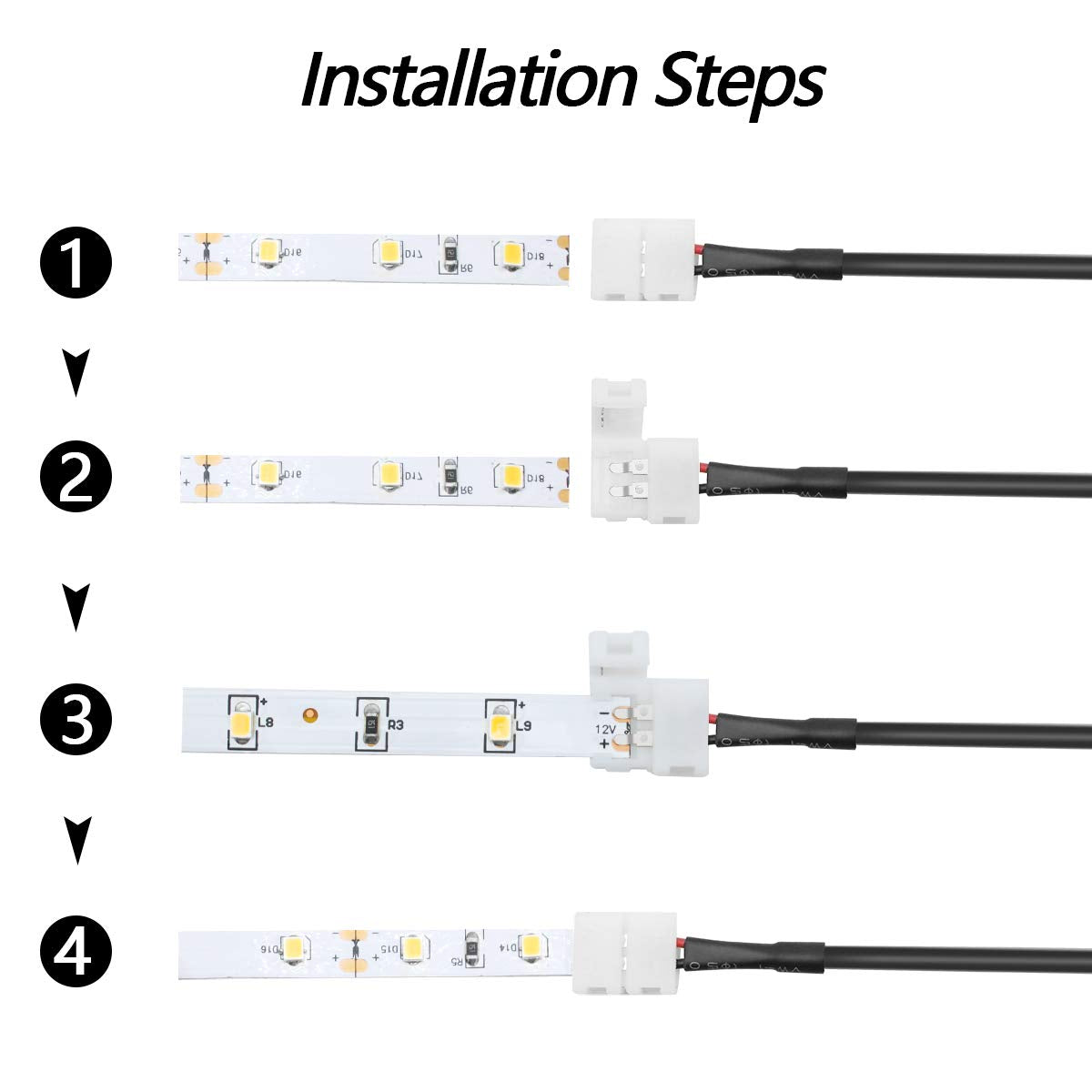 Lightingwill 10Pcs/Pack Strip To Dc Female Plug Solderless Snap Down 2Pin Conductor Led Strip Connector For Quick Splitter Conne