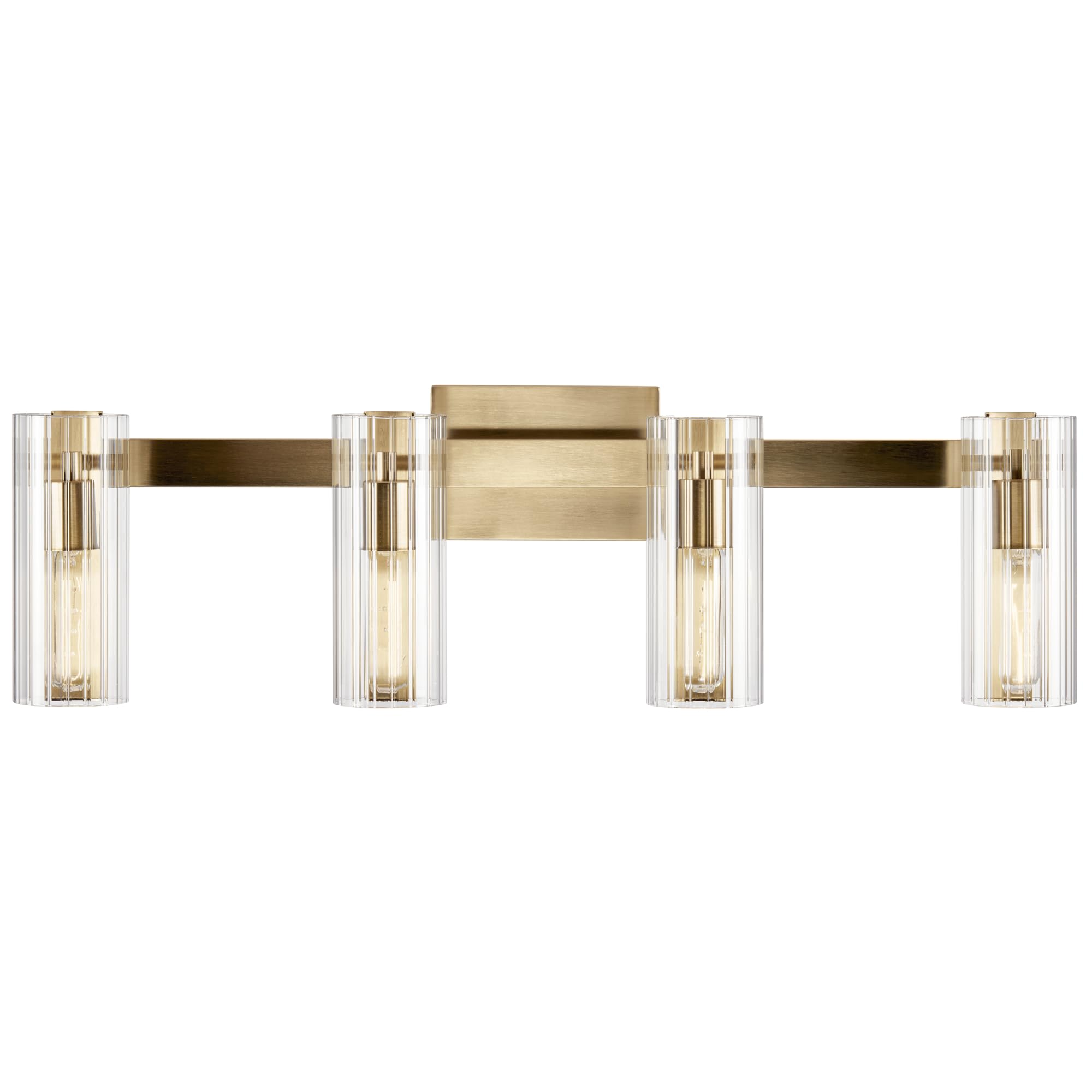 Kichler Jemsa 32'' Vanity Light, 4-Light Modern Bathroom Light Fixture With Clear Fluted Glass In Champagne Bronze, For Bathroom