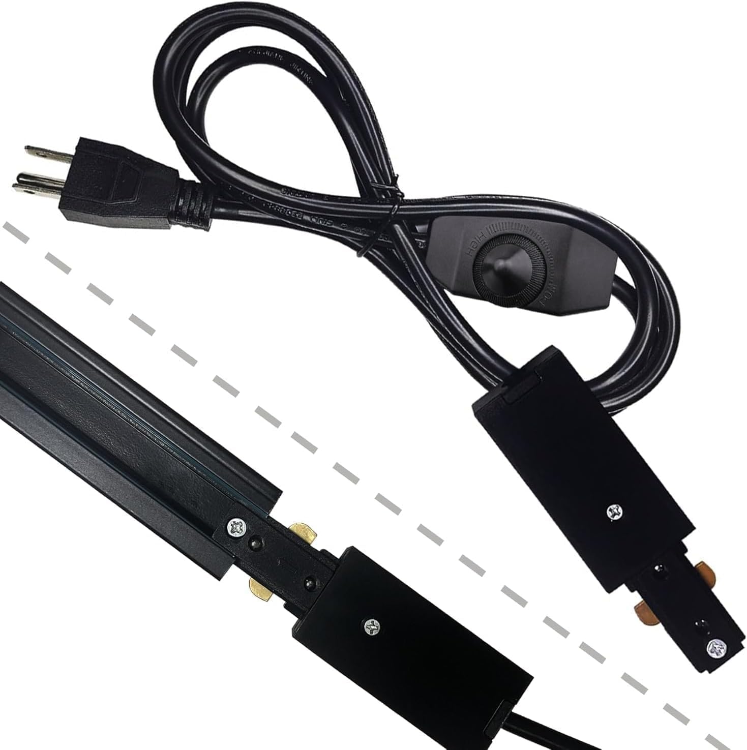 Bravsekai Track Lighting Live End Cord Kit, 9.84Ft H Track Live End Feed Connector, Suitable For H Type Single Circuit 3-Wire-1