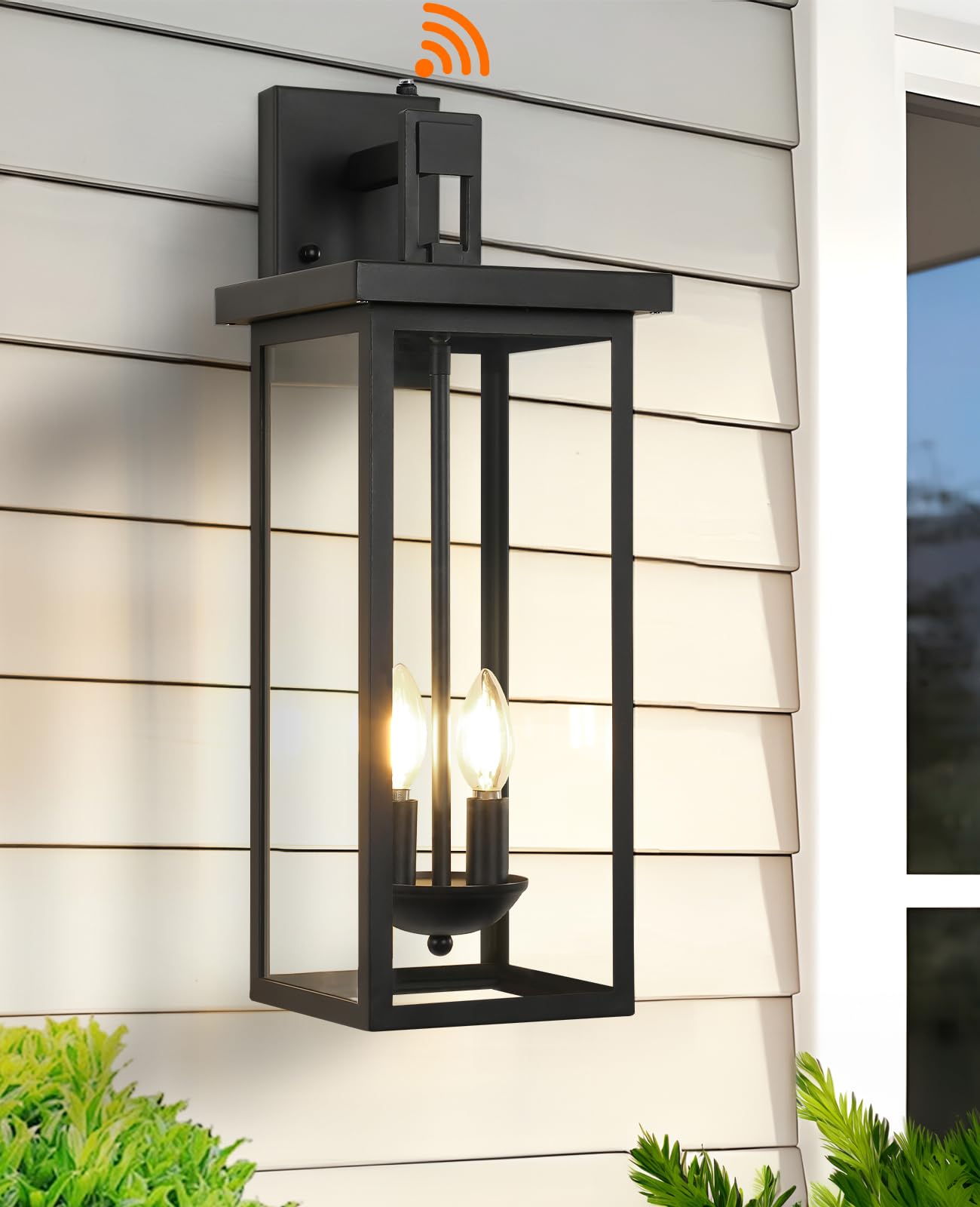 tewei Outdoor Wall Light Fixture, Dusk to Dawn, 22 Inch, Black Metal, Model TW-LB-SR22, 1 Pack