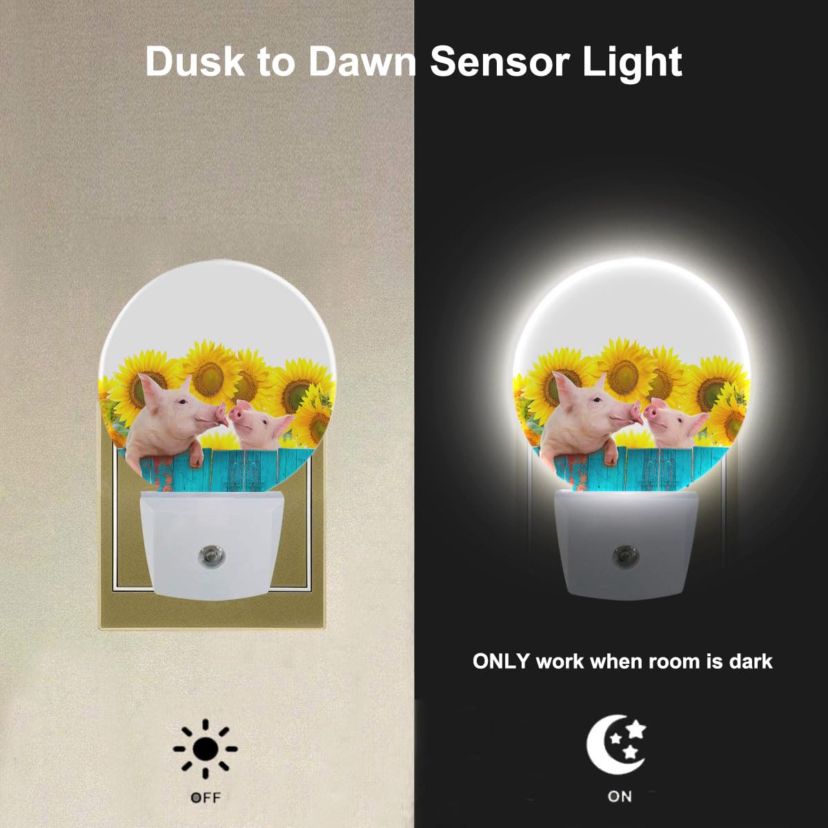 Ekobla Plug In Pink Piggy Night Light Cute Pet Farmhouse Pig Animal Night Lights Plug Into Wall Auto On Off Led Lamp Home Decor