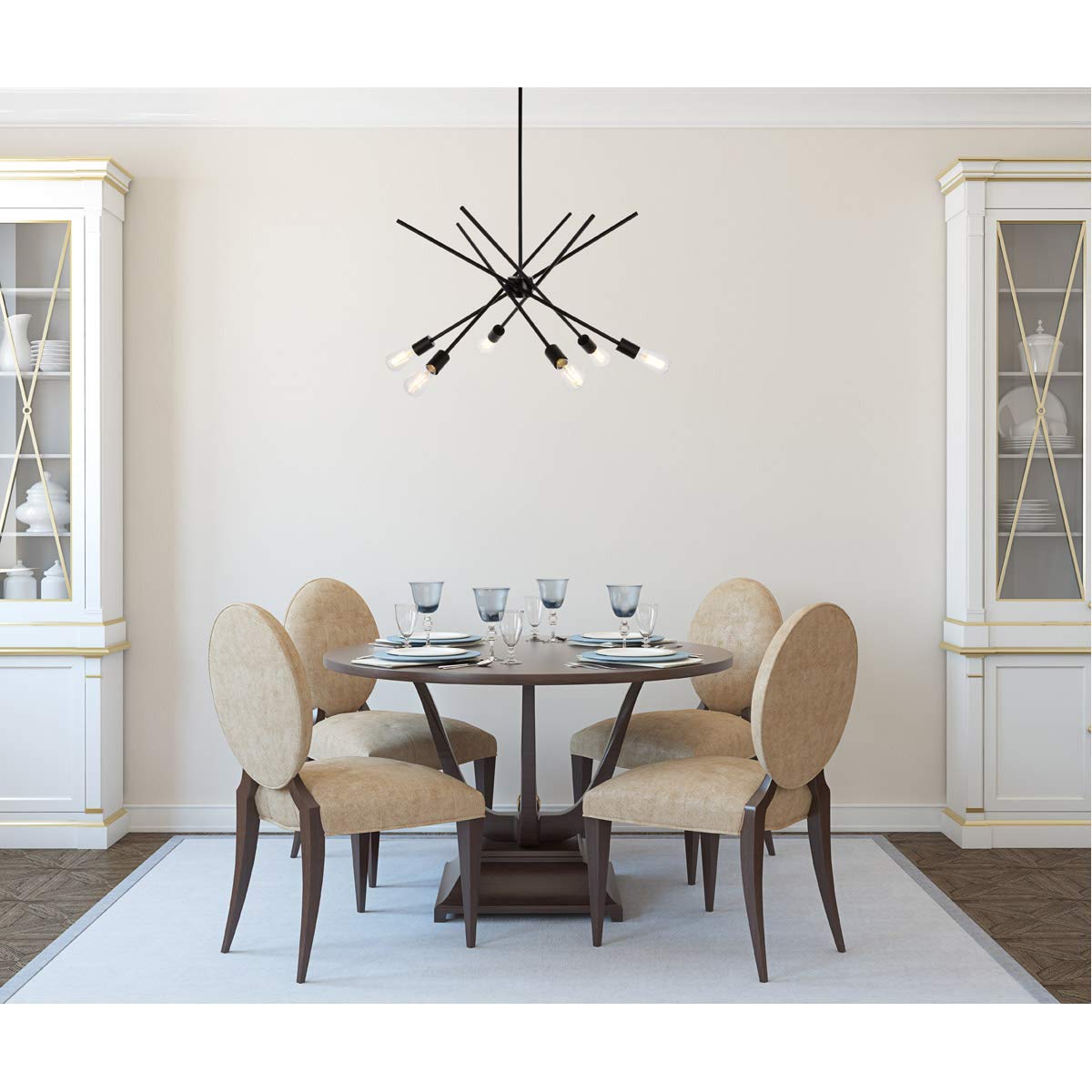 Elegant Lighting Living District Armin 6-Light Mid-Century Metal Pendant in Black