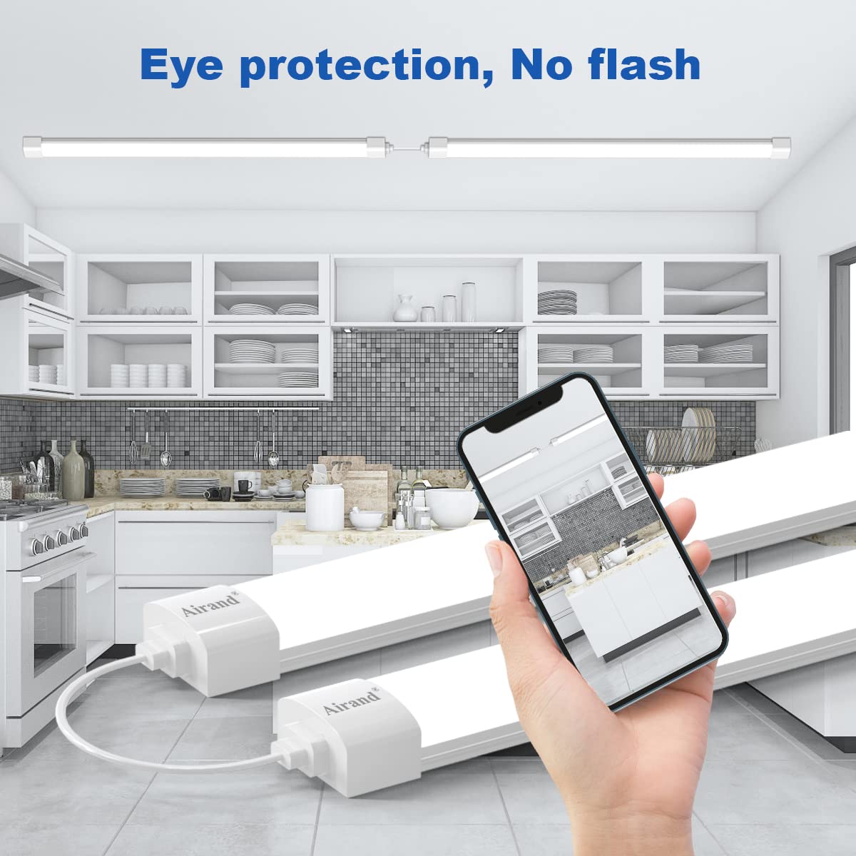 Led Garage Light 5Ft Shop Lighting Fixture With Plug In Cord,Waterproof Led Lights 5000K Under Cabinet Lighting Tube Lights 45W