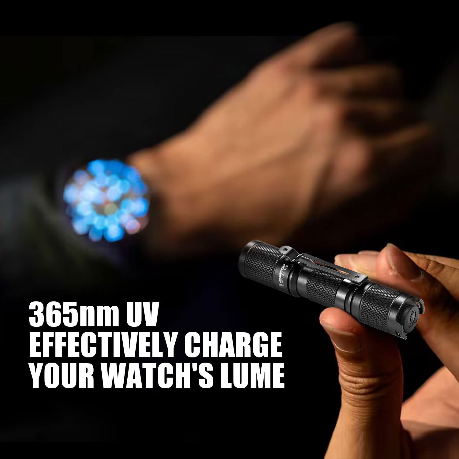 LUMINTOP Tool AA UV Flashlight, 365nm Ultraviolet Black Light, Slim Portable, Matt Black, IP68 Waterproof