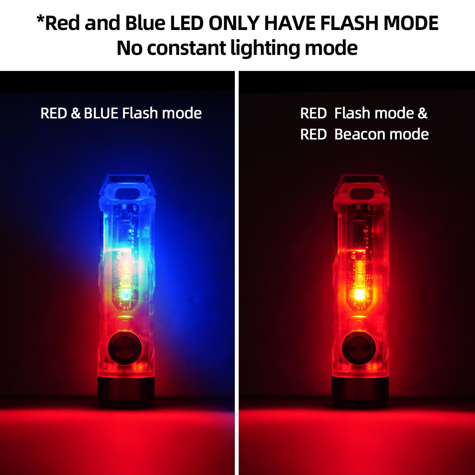 RovyVon A8 Keychain Flashlight, 650 Lumen, USB-C Rechargeable, Amber/Red/Blue, Pocket-Sized EDC, Polycarbonate