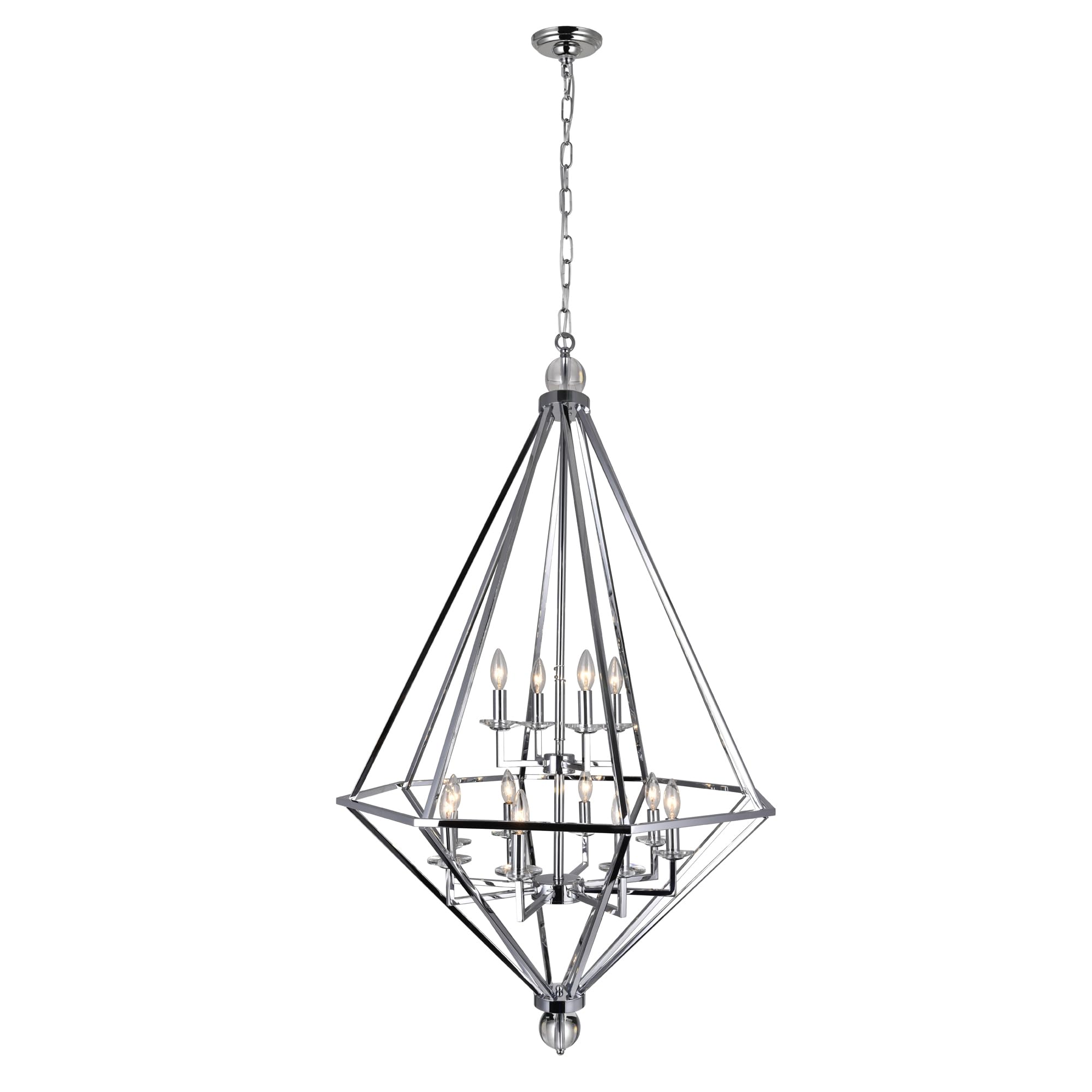 CWI Lighting Calista 12 Light Transitional Metal Chandelier in Chrome
