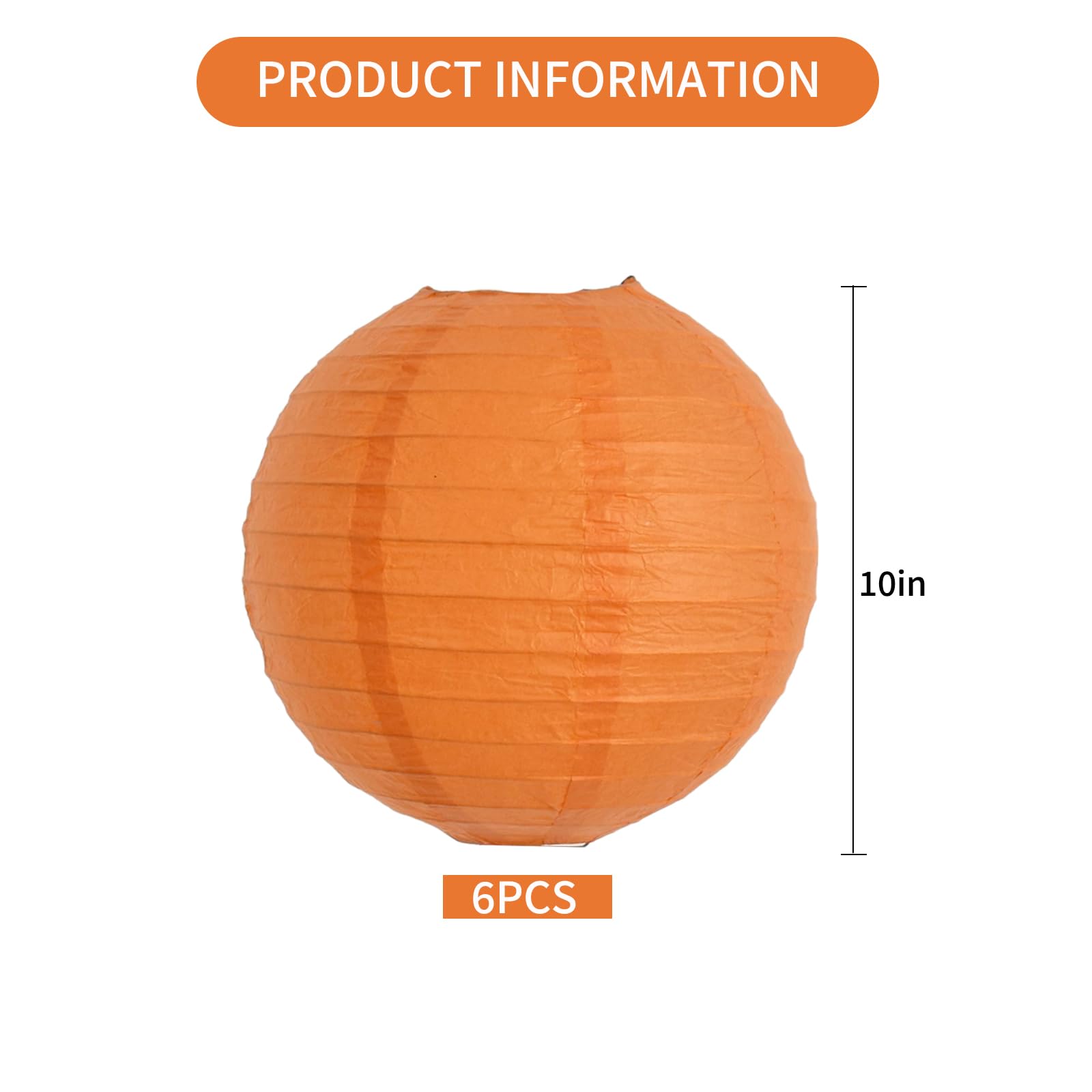 Beishida 10-Inch Orange Round Paper Lanterns Hanging Decorative Chinese Paper Lanterns Lamp For Birthday Wedding Party Decoratio