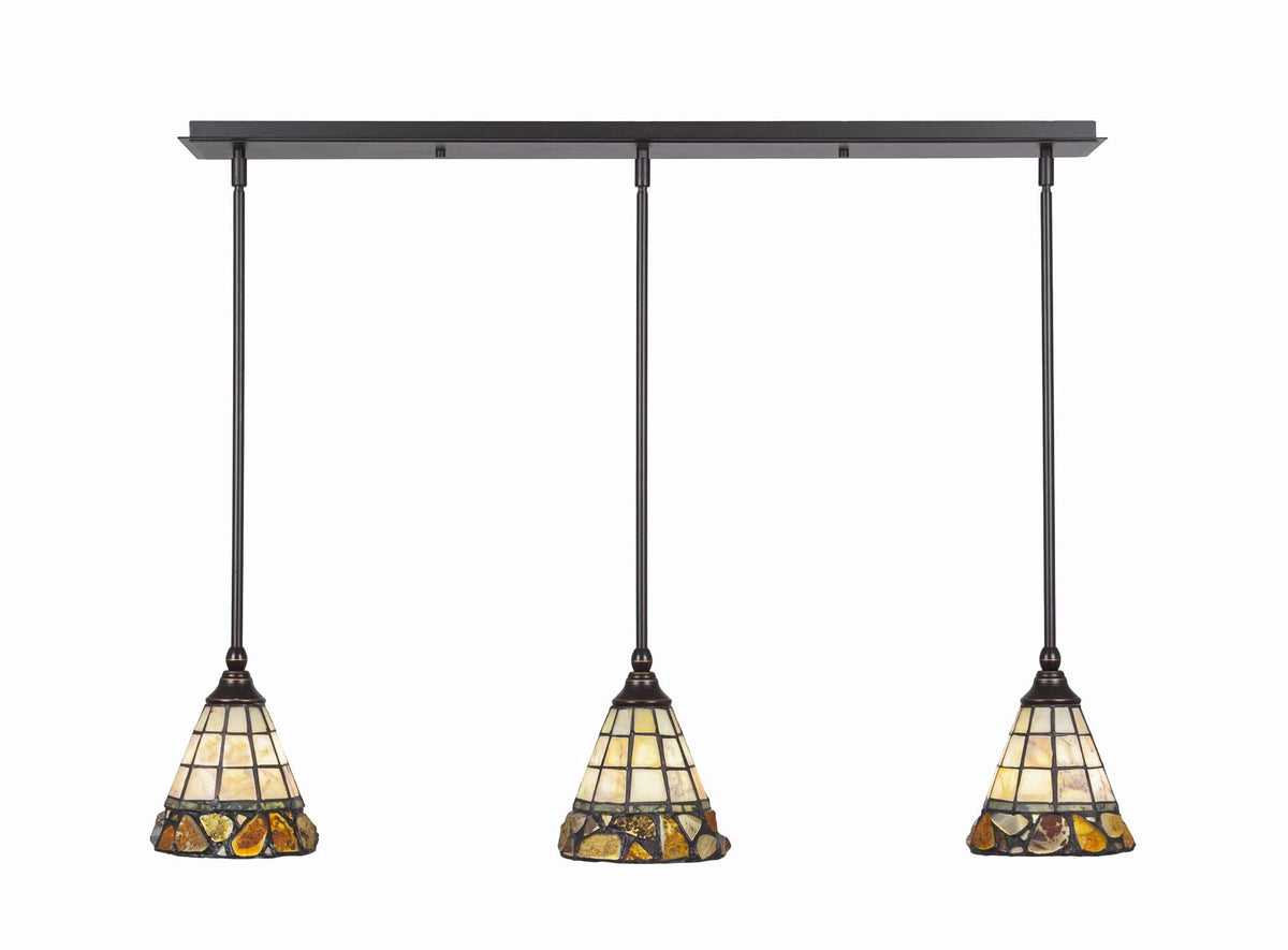 Toltec Lighting 3 Light Linear Pendalier In Dark Granite (36-Dg-9735)