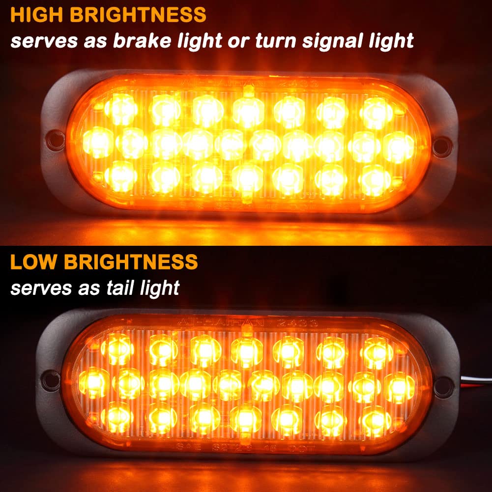 At-Haihan Pack Of 2 Aluminum Housing 24 Amber Led Trailer Stop Brake Turn Tail Lights, Dot Compliant Waterproof Surface Mount Li