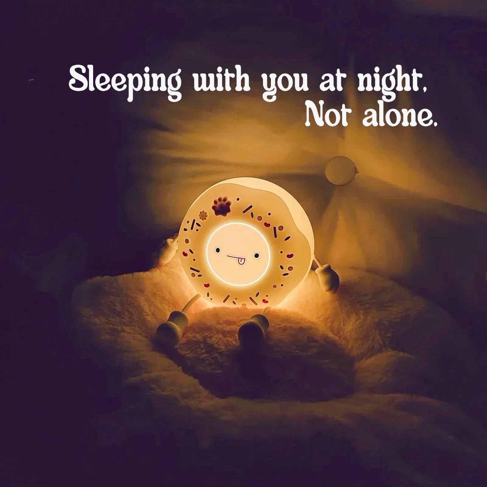 Yenergy Cute Donut Night Light - Silicone Kids Rechargeable Adjustable  Contact Switch Room Decor Gift (White)
